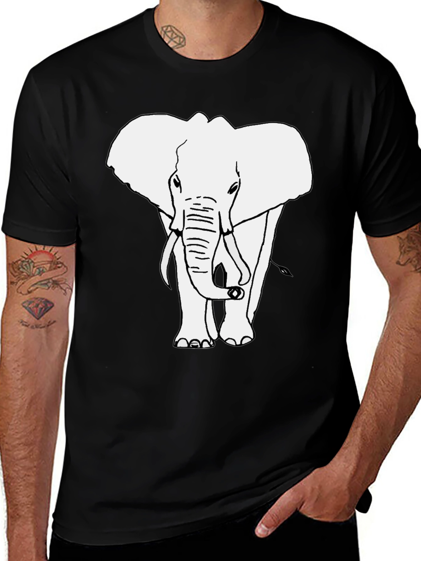 Variant 29 of Elephant Graphic T-Shirt - Black Cotton Tee