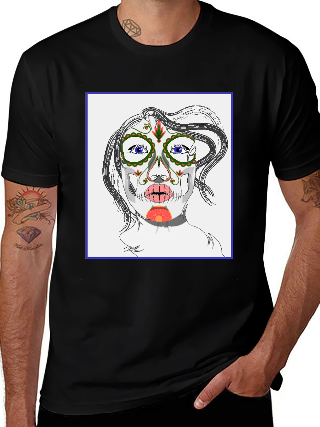 Variant 18 of Sugar Skull Face Black T-Shirt