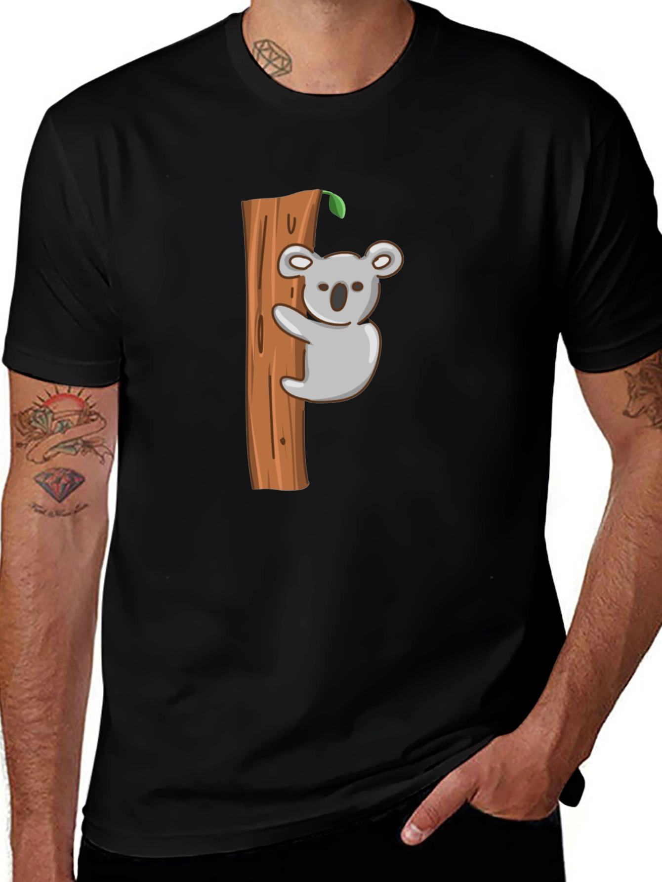 Variant 6 of Koala Tree Hugger Black T-Shirt