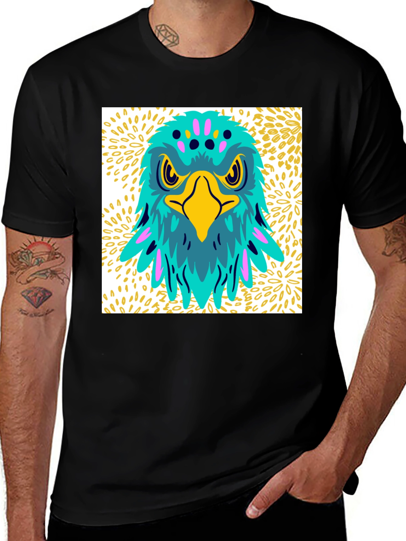 Variant 9 of Bold Eagle Graphic Tee - Black Cotton Casual T-Shirt