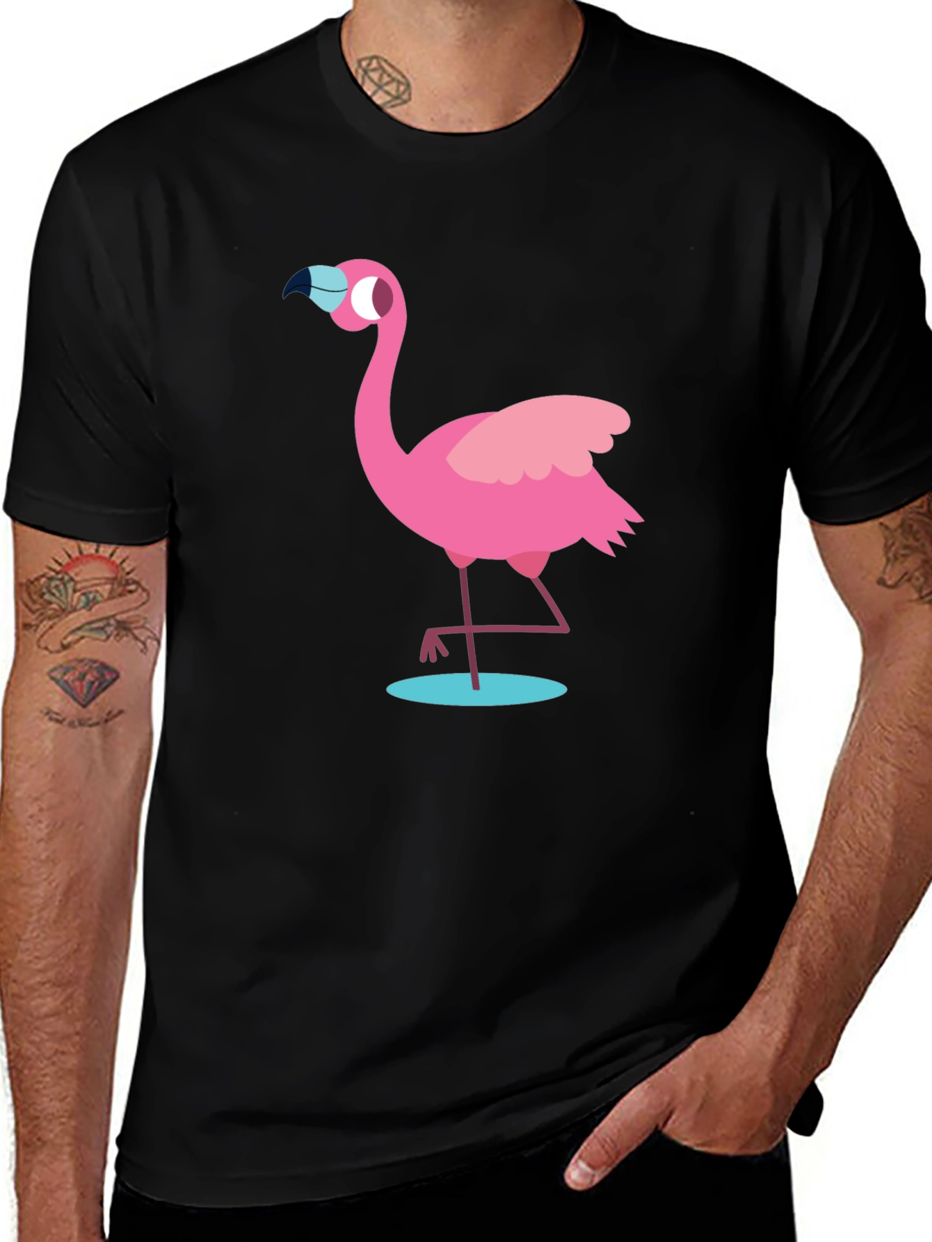 Variant 21 of Black Flamingo Graphic Tee - Casual Style