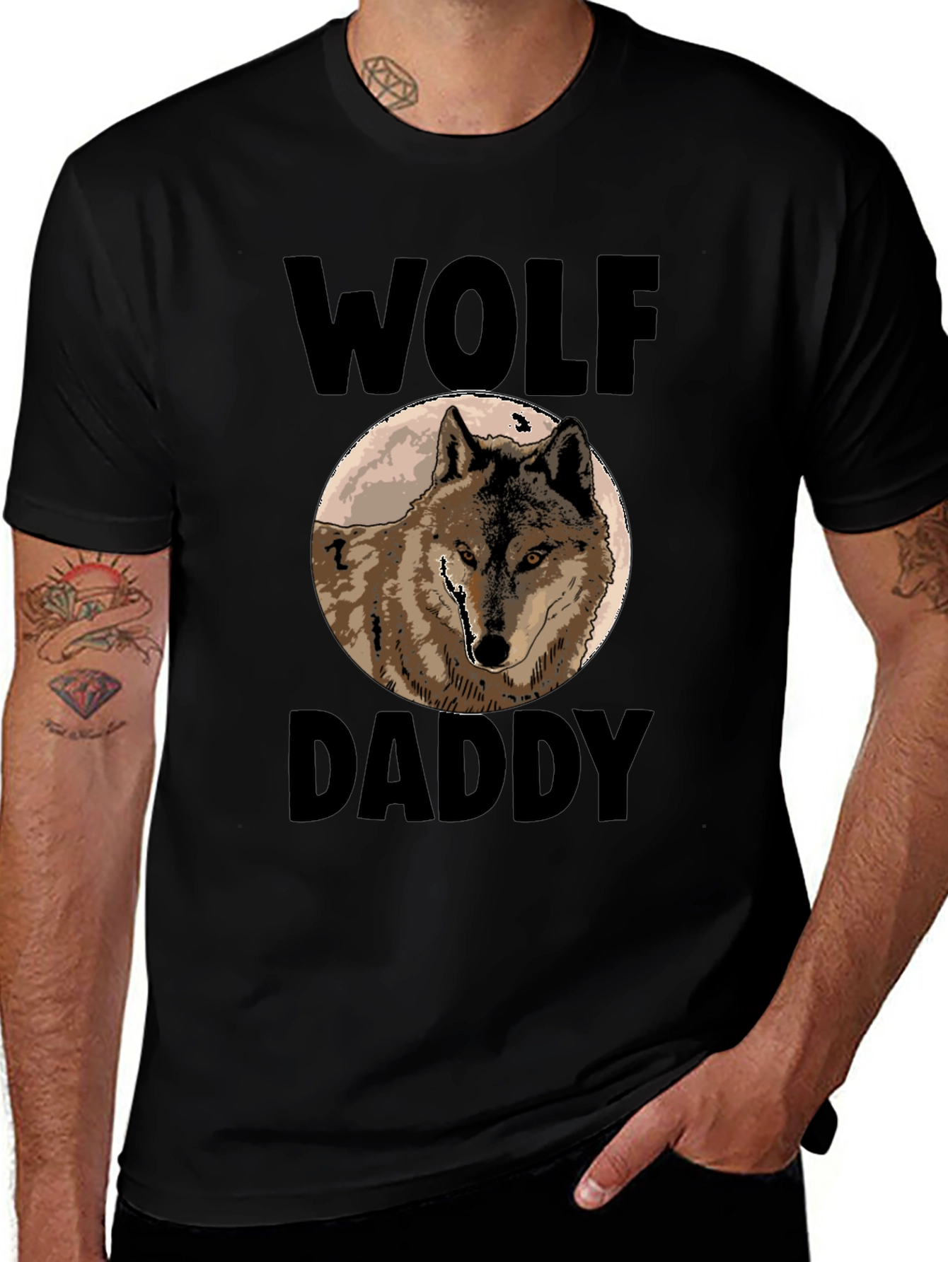 Variant 13 of Wolf Daddy Graphic Tee - Black Cotton T-Shirt