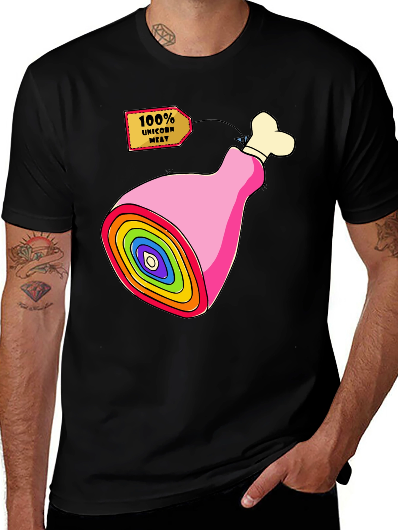 Variant 17 of Rainbow Unicorn Meat Funny Graphic T-Shirt