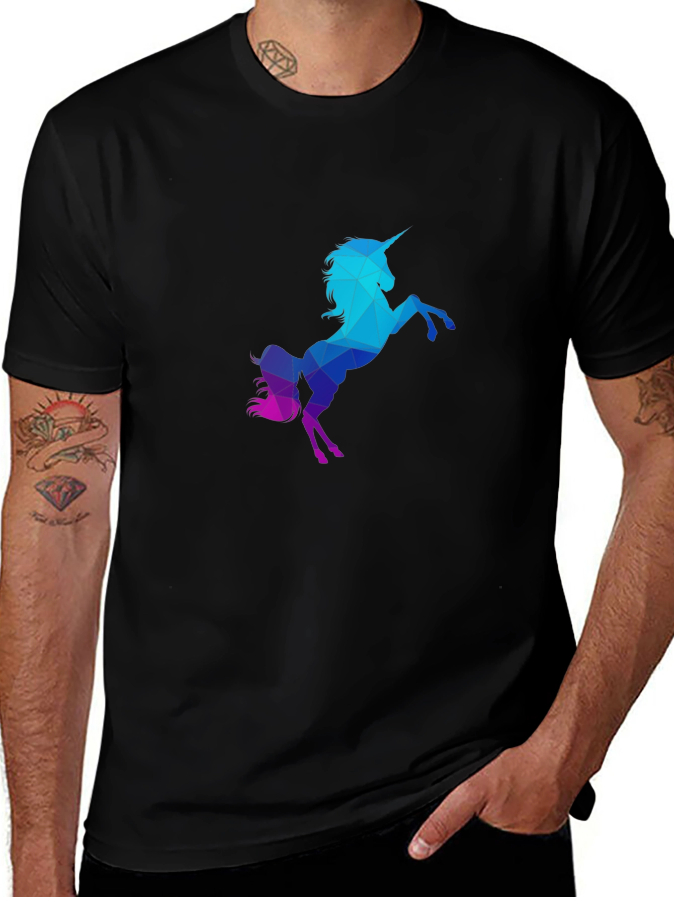 Variant 11 of Unicorn Geometric Graphic T-Shirt - Stylish Men's Tee