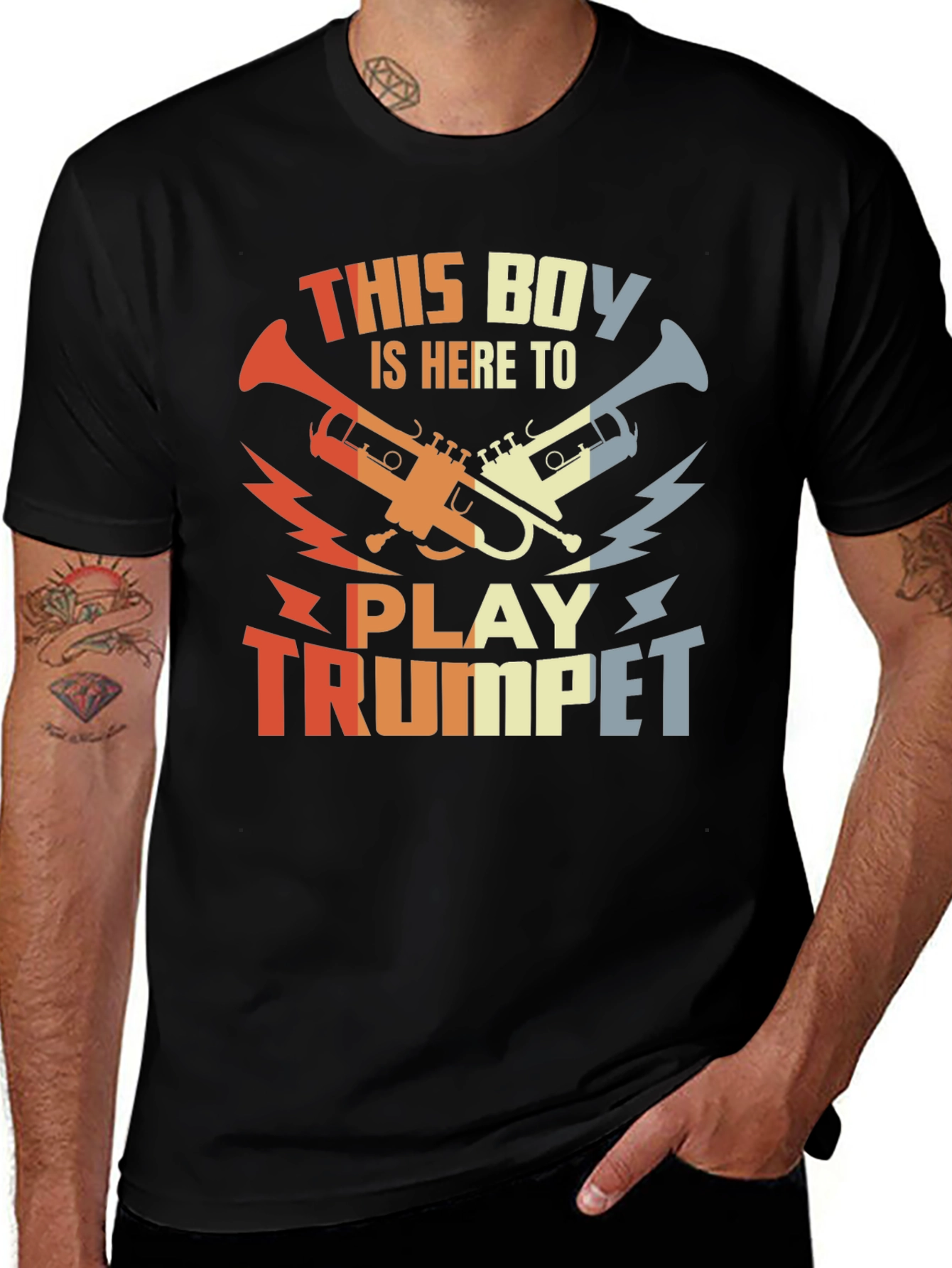 Variant 4 of This Boy Plays Trumpet T-Shirt - Retro Music Tee