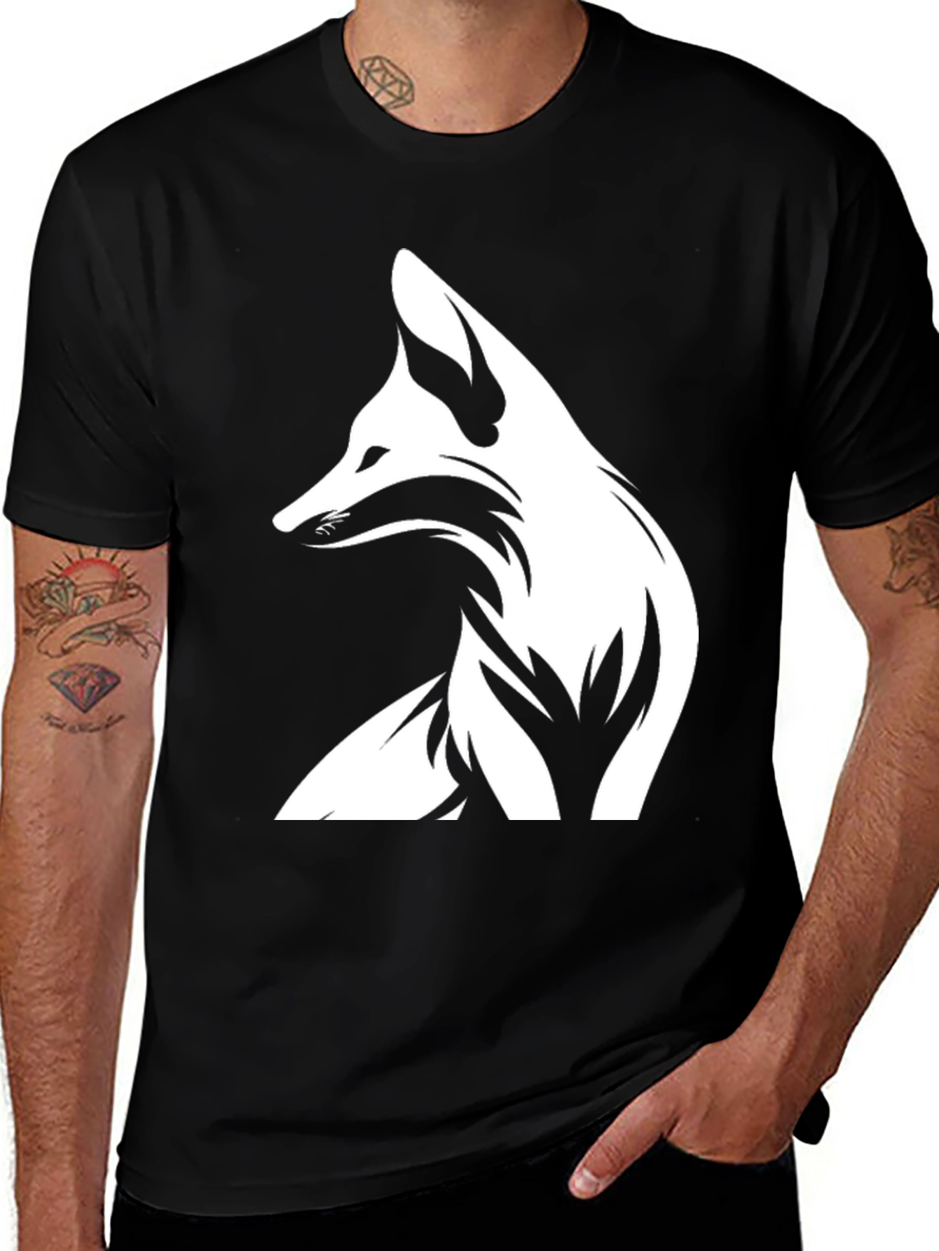 Variant 12 of Black Fox Graphic Tee - Stylish Animal Design