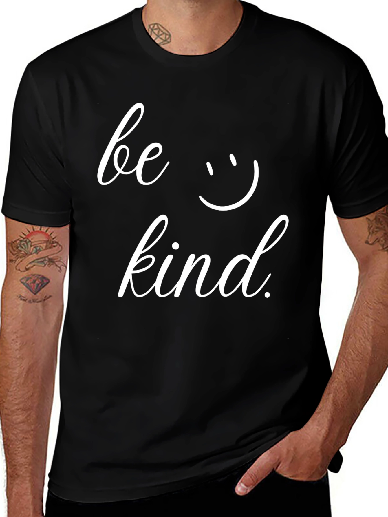 Variant 27 of Be Kind Graphic Tee - Black Cotton T-Shirt