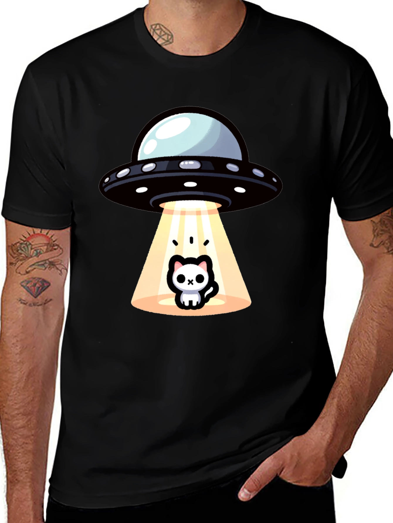 Alien Abduction Cat T-Shirt