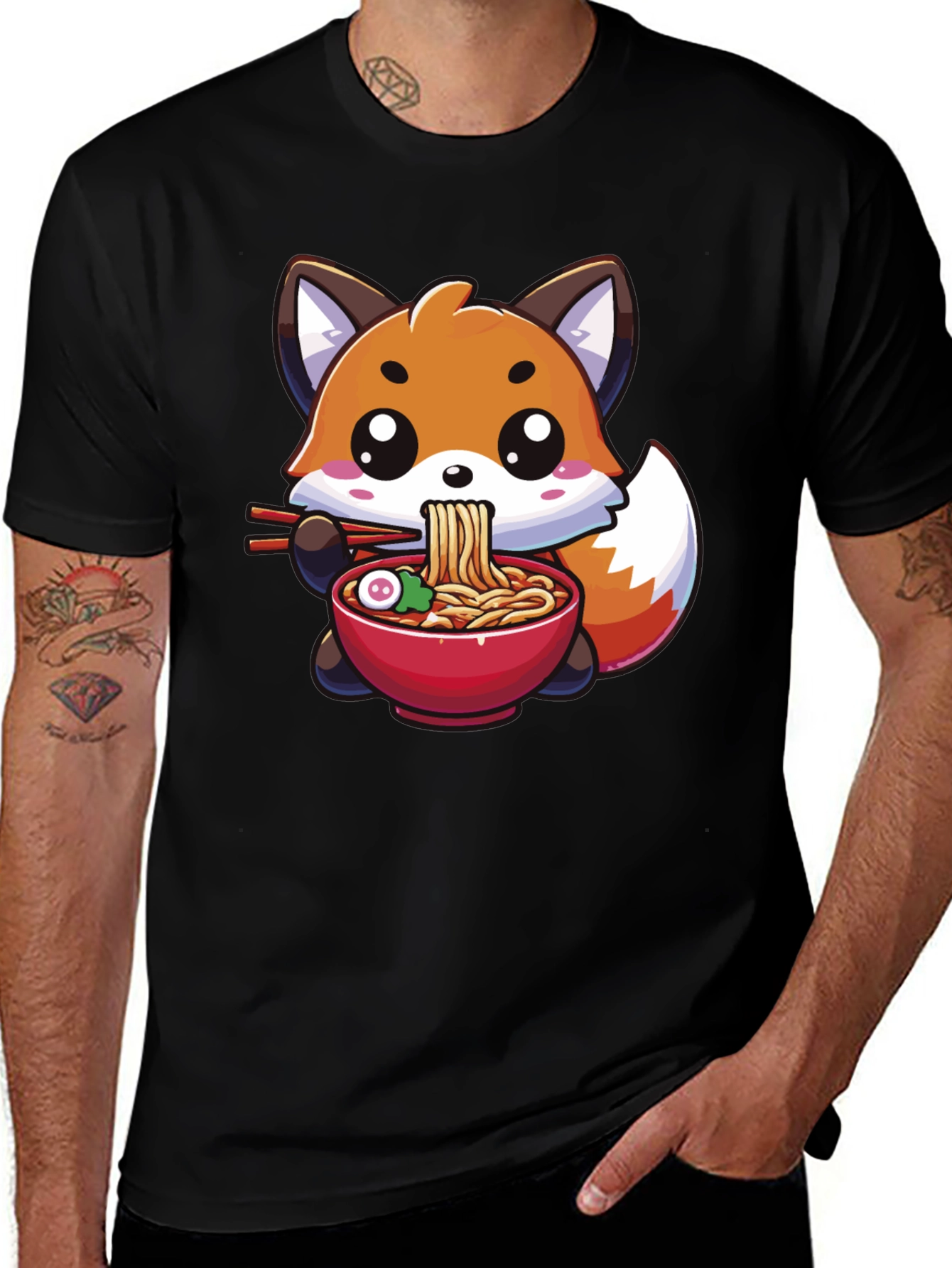Variant 8 of Cute Fox Ramen T-Shirt - Kawaii Anime Style