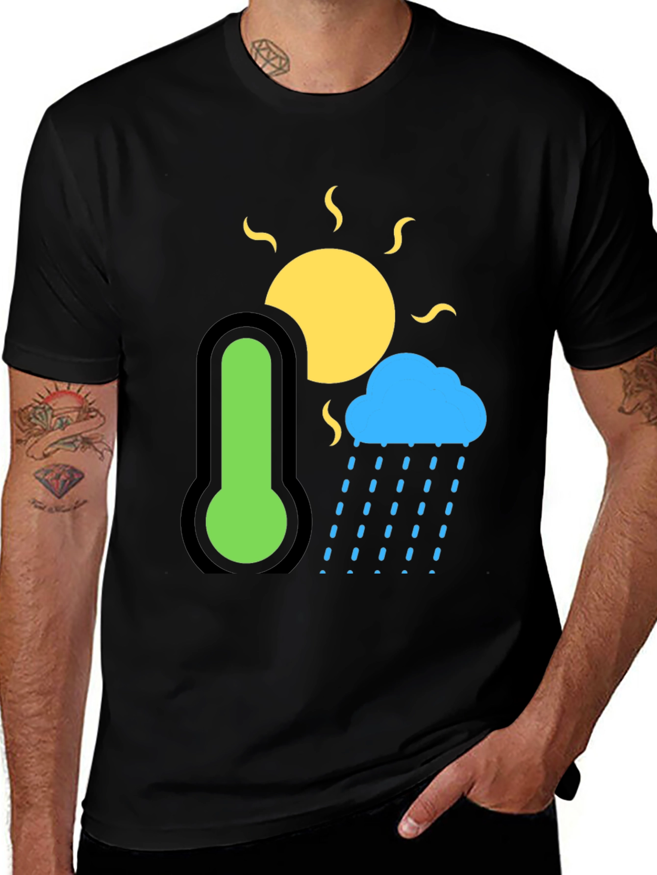 Weather Graphic T-Shirt - Sun, Cloud & Thermometer