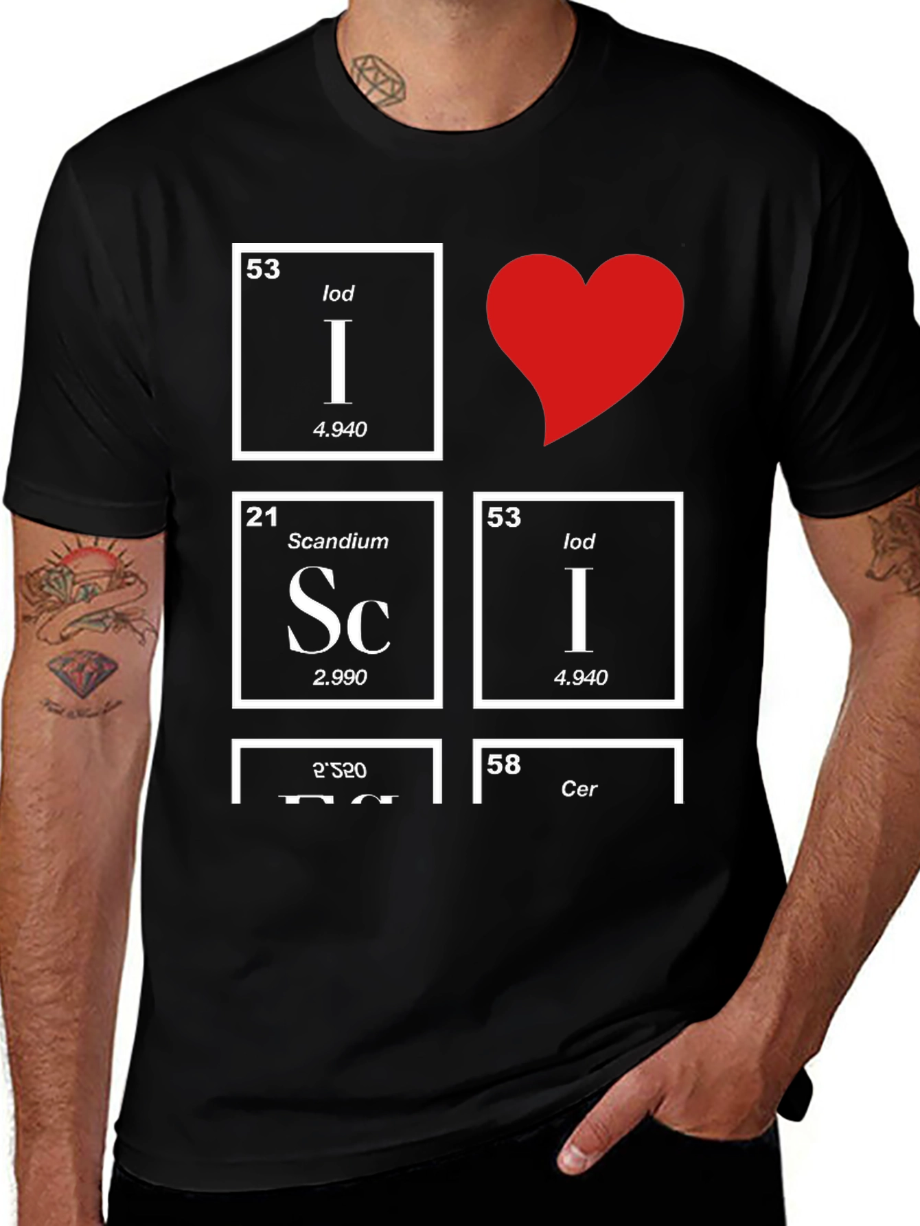I Love Science Periodic Table Elements Black T-Shirt