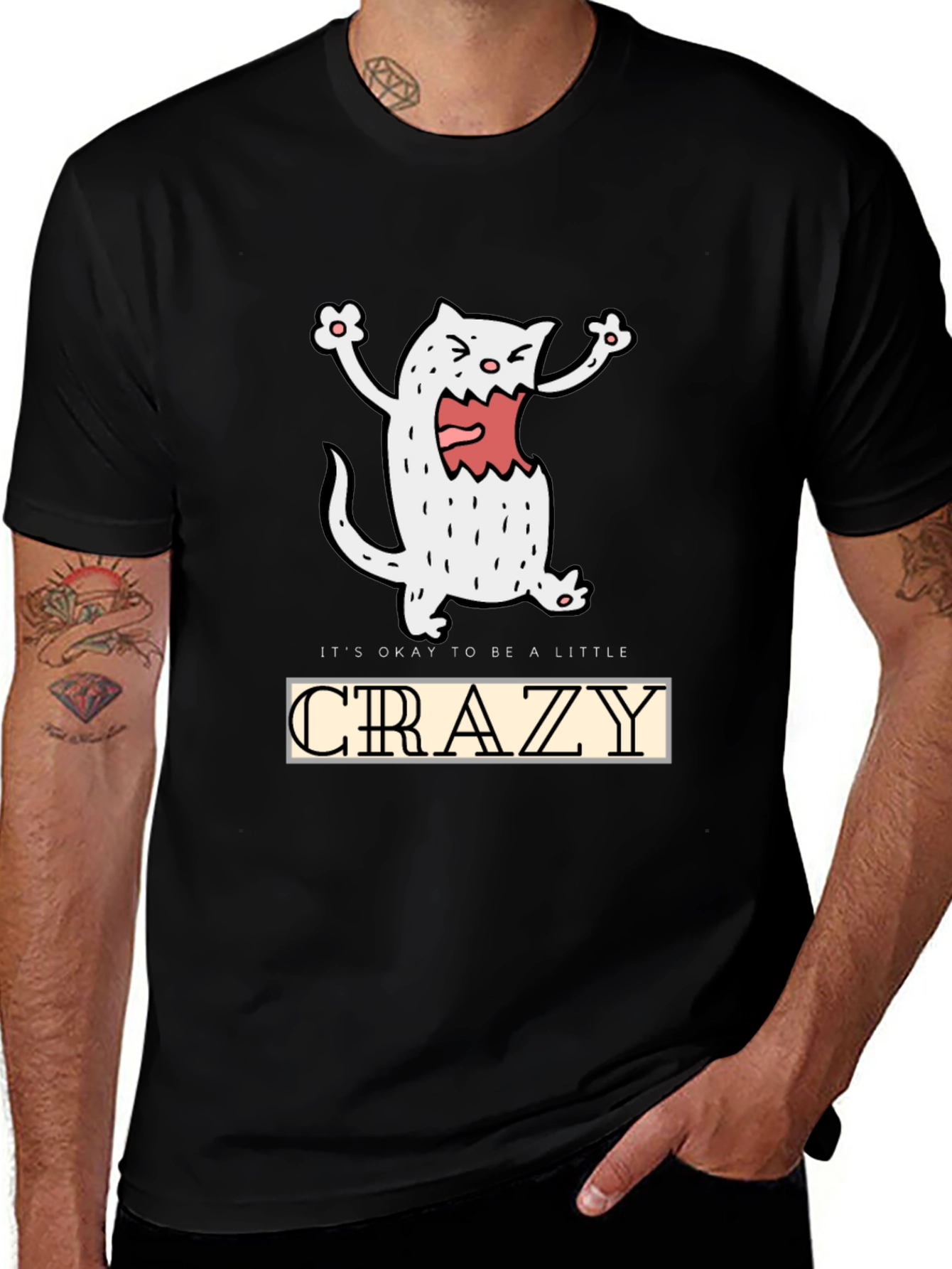 Variant 8 of Crazy Cat Graphic Tee - It's Okay to Be a Little!