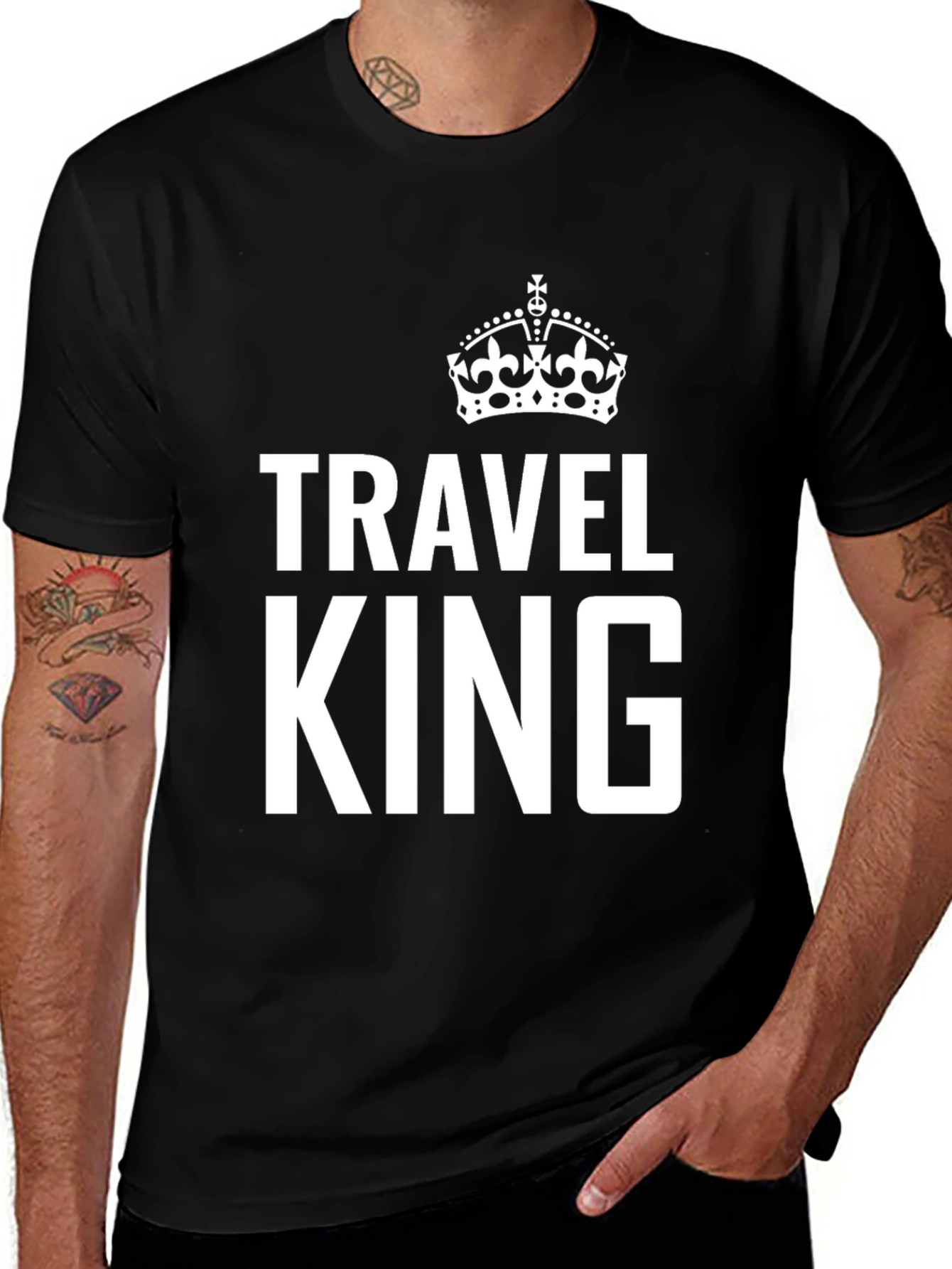 Variant 24 of Travel King Graphic Tee - Black Crew Neck T-Shirt