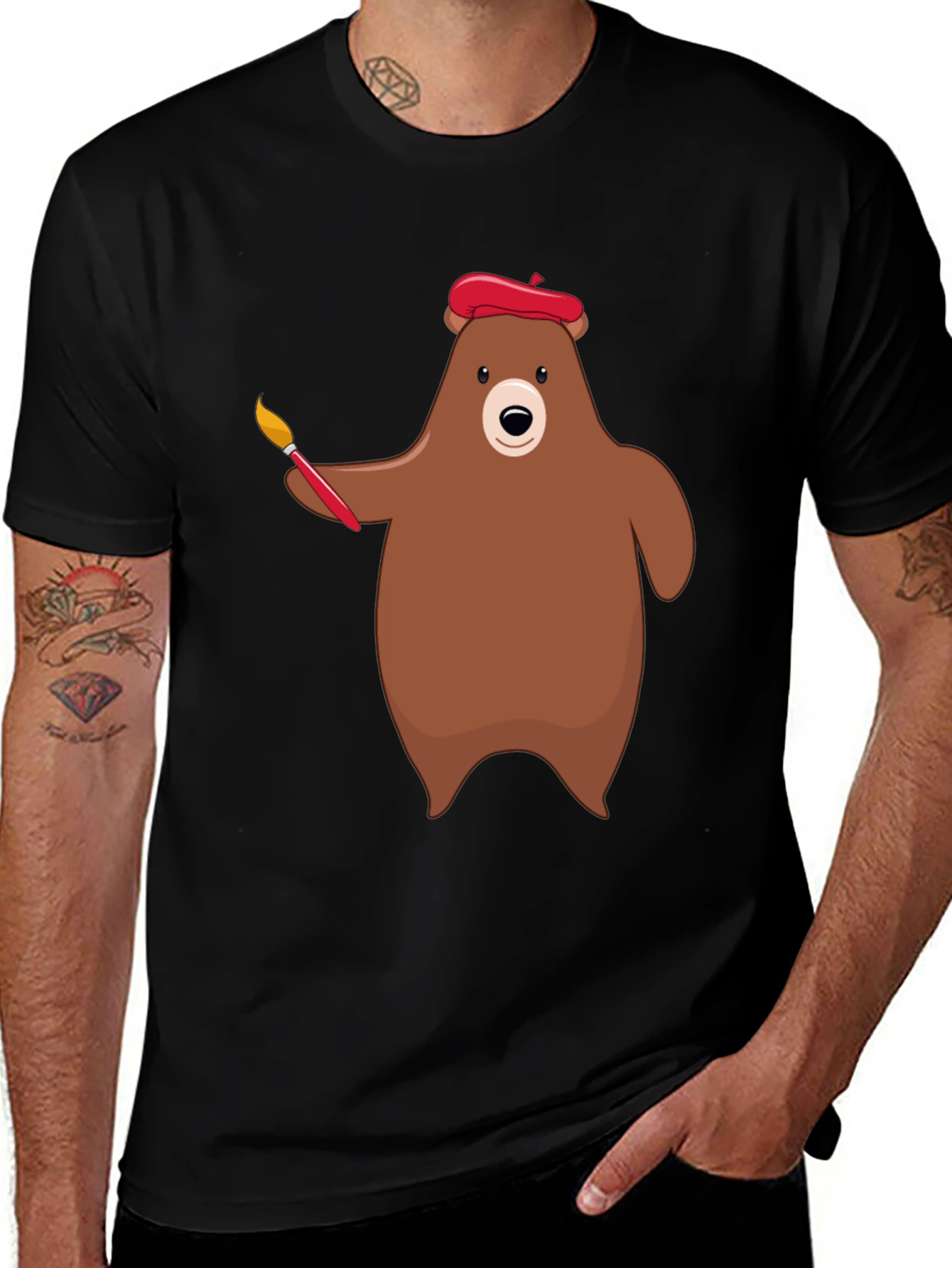 Variant 28 of Artist Bear Graphic Tee - Novelty Crewneck T-Shirt