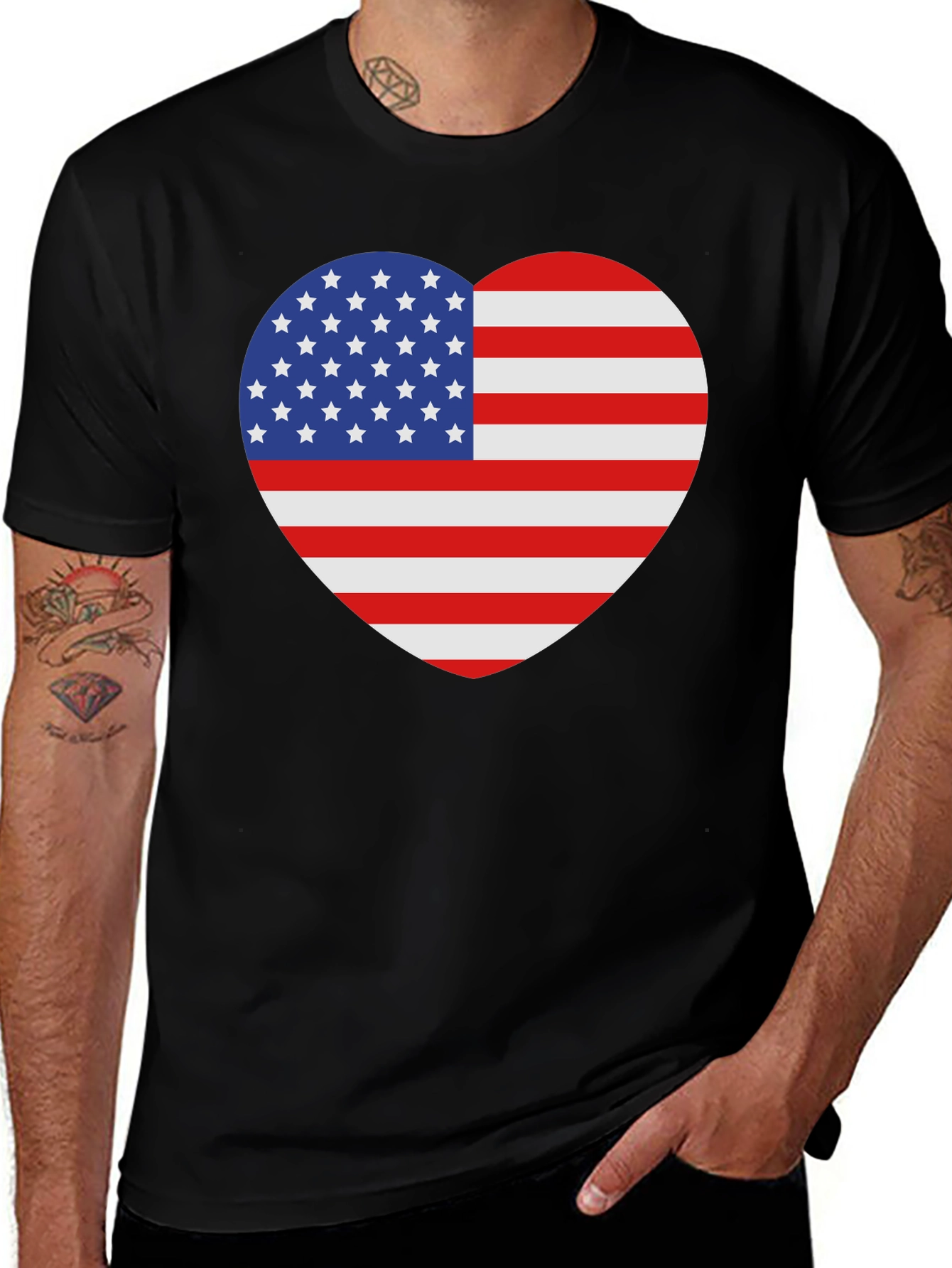 Variant 11 of USA Flag Heart T-Shirt - Patriotic American Pride