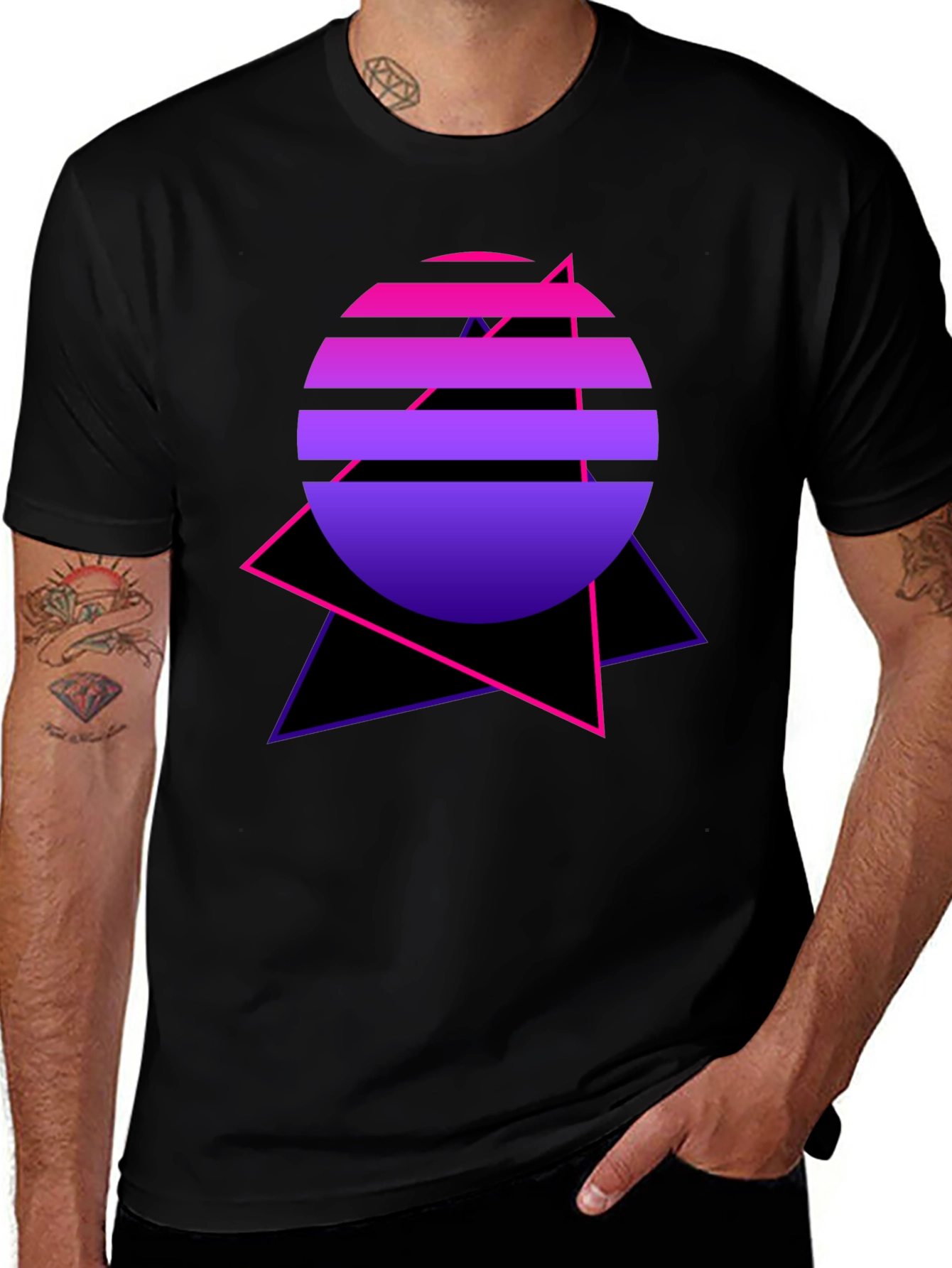 Variant 21 of Retro Sunset Graphic Tee - Black T-Shirt