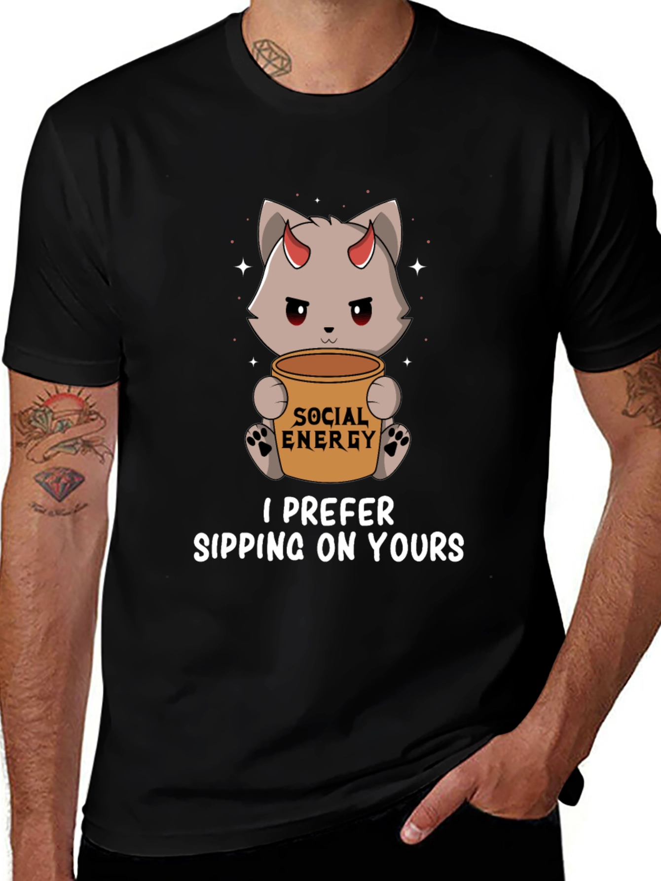 Variant 24 of Social Energy Cat T-Shirt - Introvert Humor