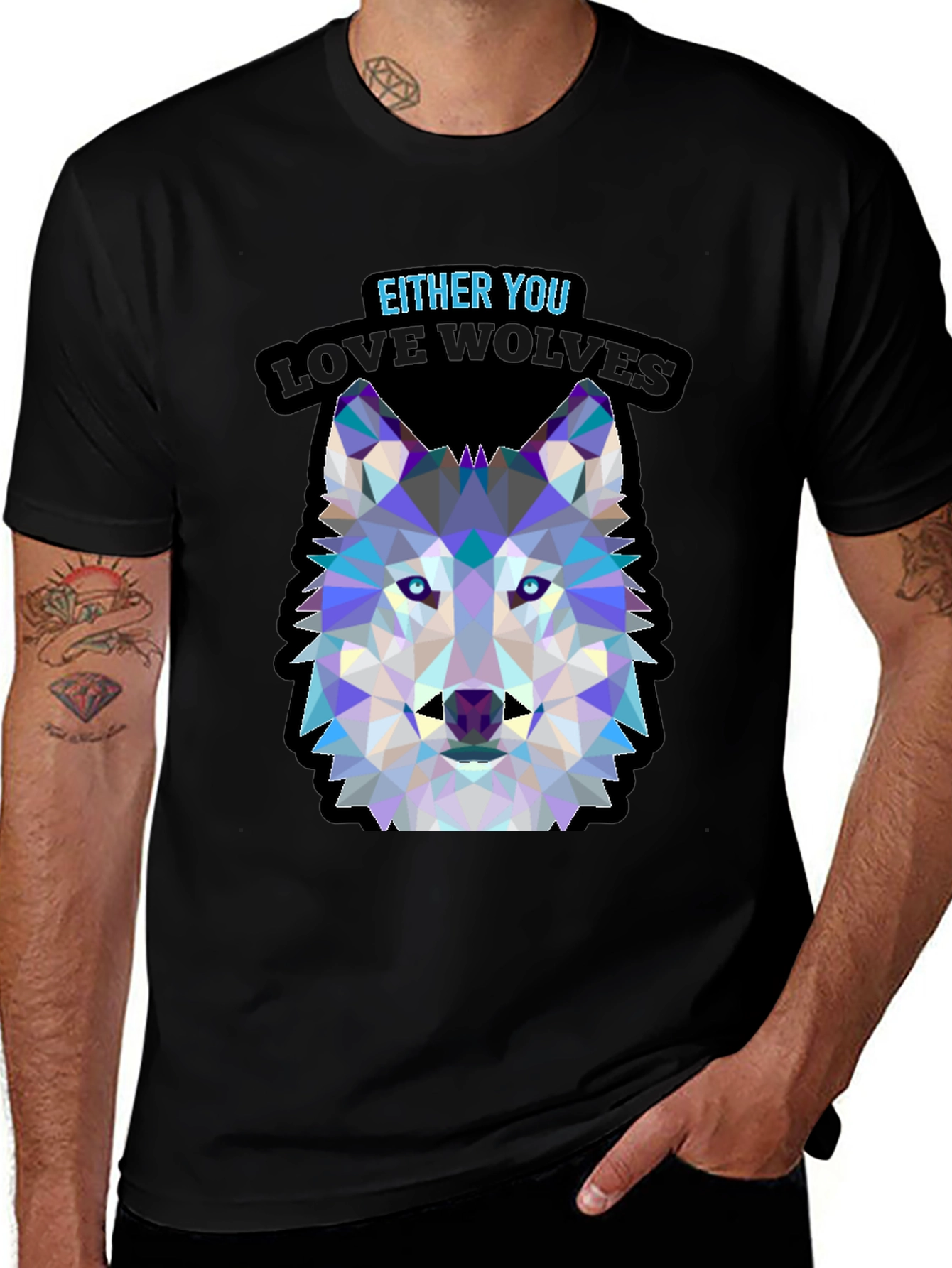 Variant 11 of Geometric Wolf Head T-Shirt