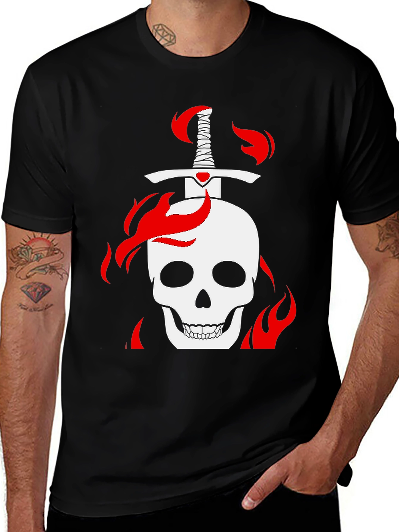 Variant 14 of Skull & Sword Graphic Tee - Bold, Edgy Design