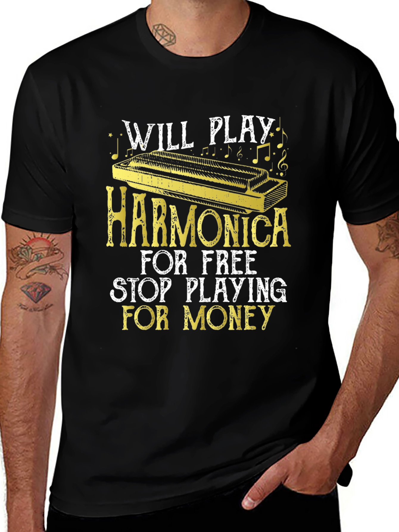 Variant 13 of Will Play Harmonica for Free T-Shirt