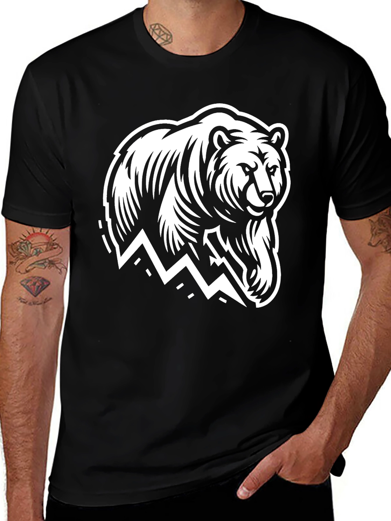 Variant 23 of Black Bear Graphic Tee - Mountain Design