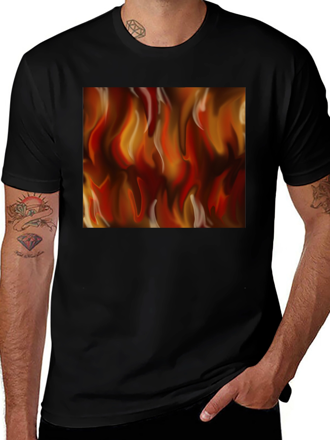 Variant 25 of Fiery Flames Graphic Black T-Shirt
