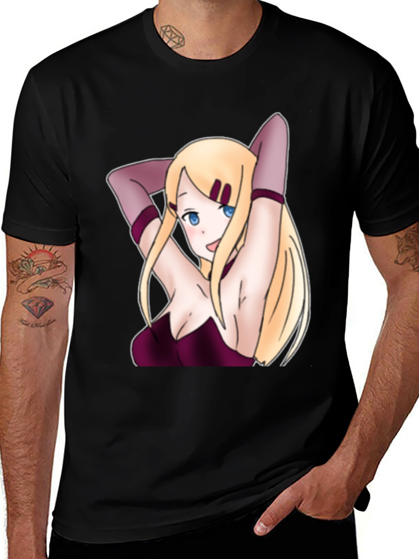 Variant 11 of Anime Girl Black T-Shirt