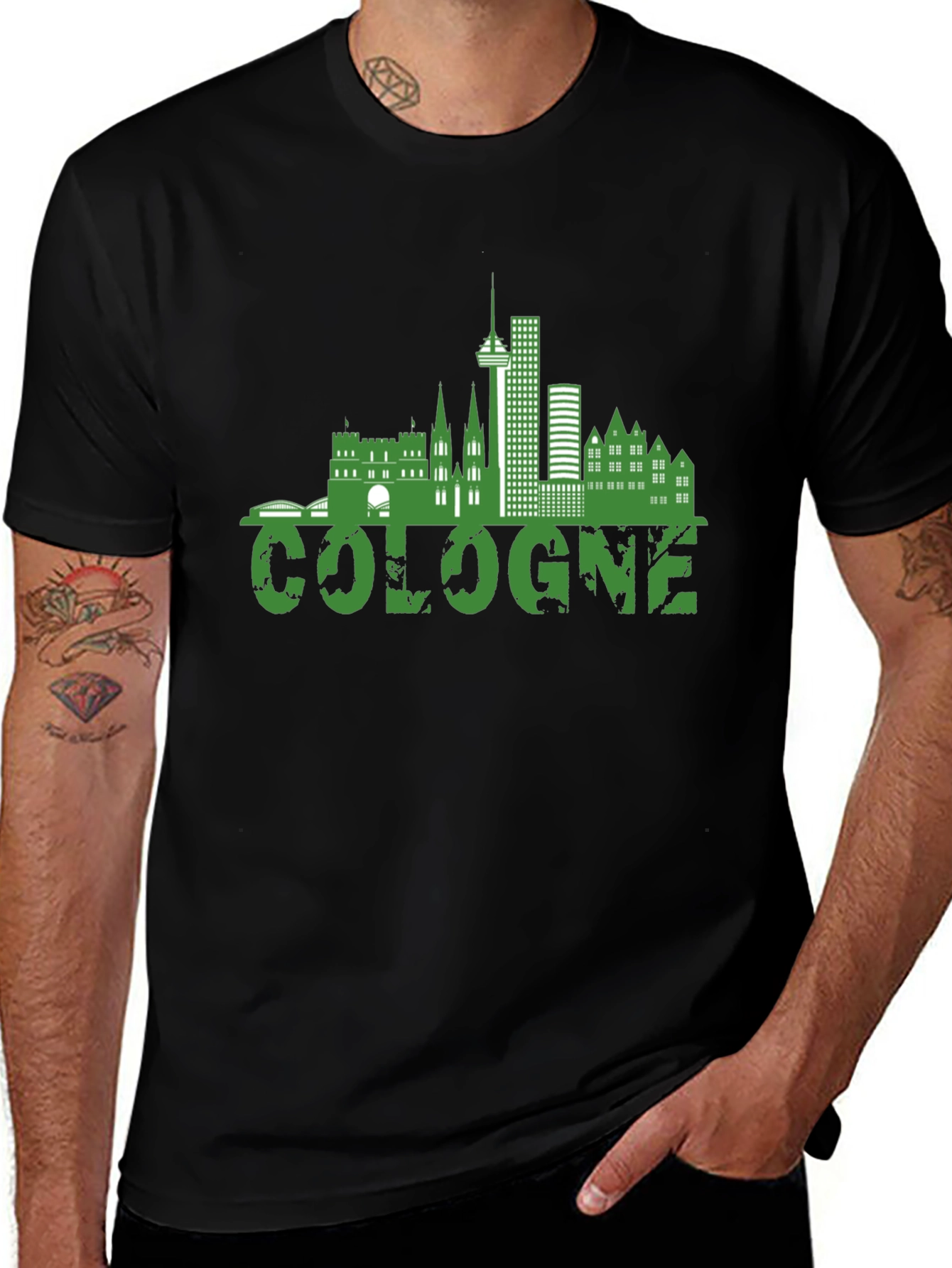 Variant 11 of Cologne Skyline Graphic Tee - Black