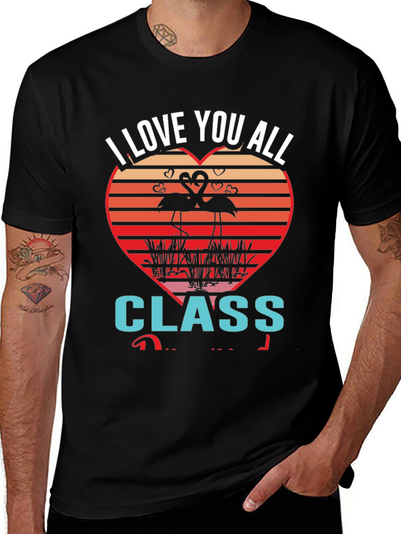 Variant 7 of I Love You All Class Flamingo Graphic Tee