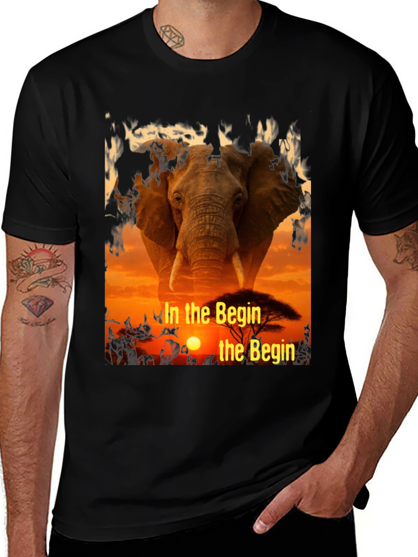 Variant 12 of Elephant Sunset T-Shirt - In The Begin Design