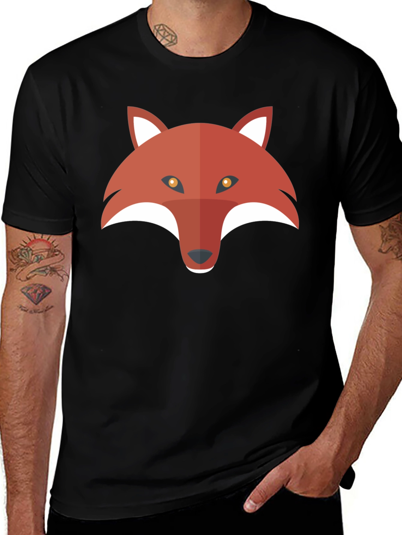 Variant 10 of Men's Black T-Shirt with Fox Graphic