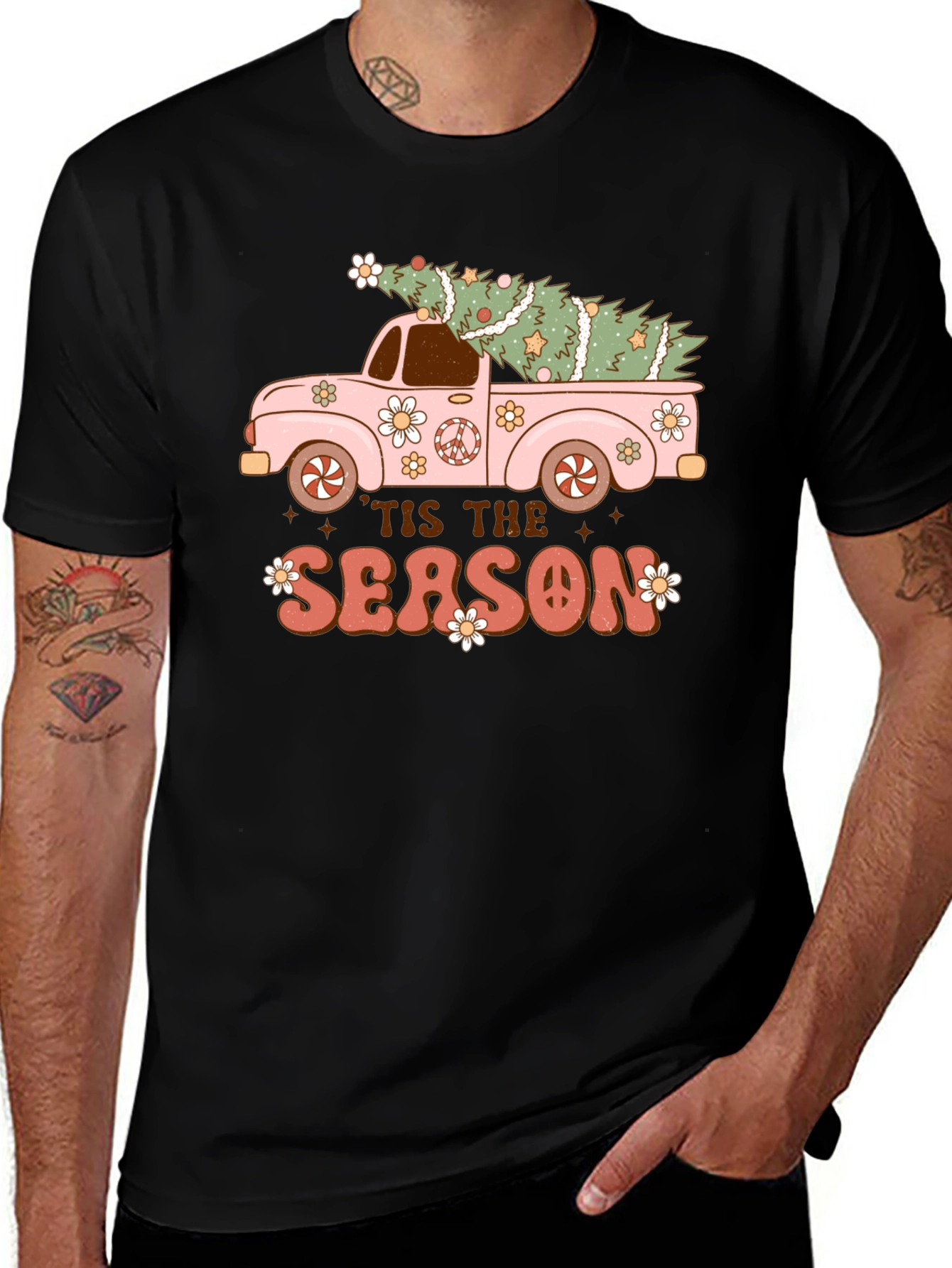 Tis the Season Peace Truck Graphic Tee