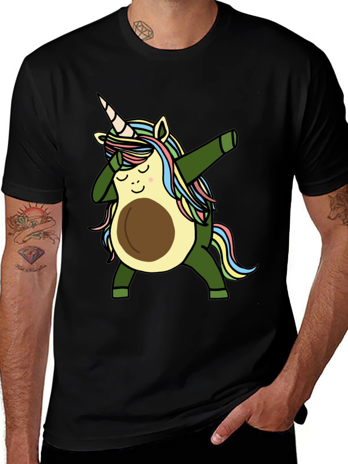 Variant 22 of Dabbing Avocado Unicorn Black T-Shirt