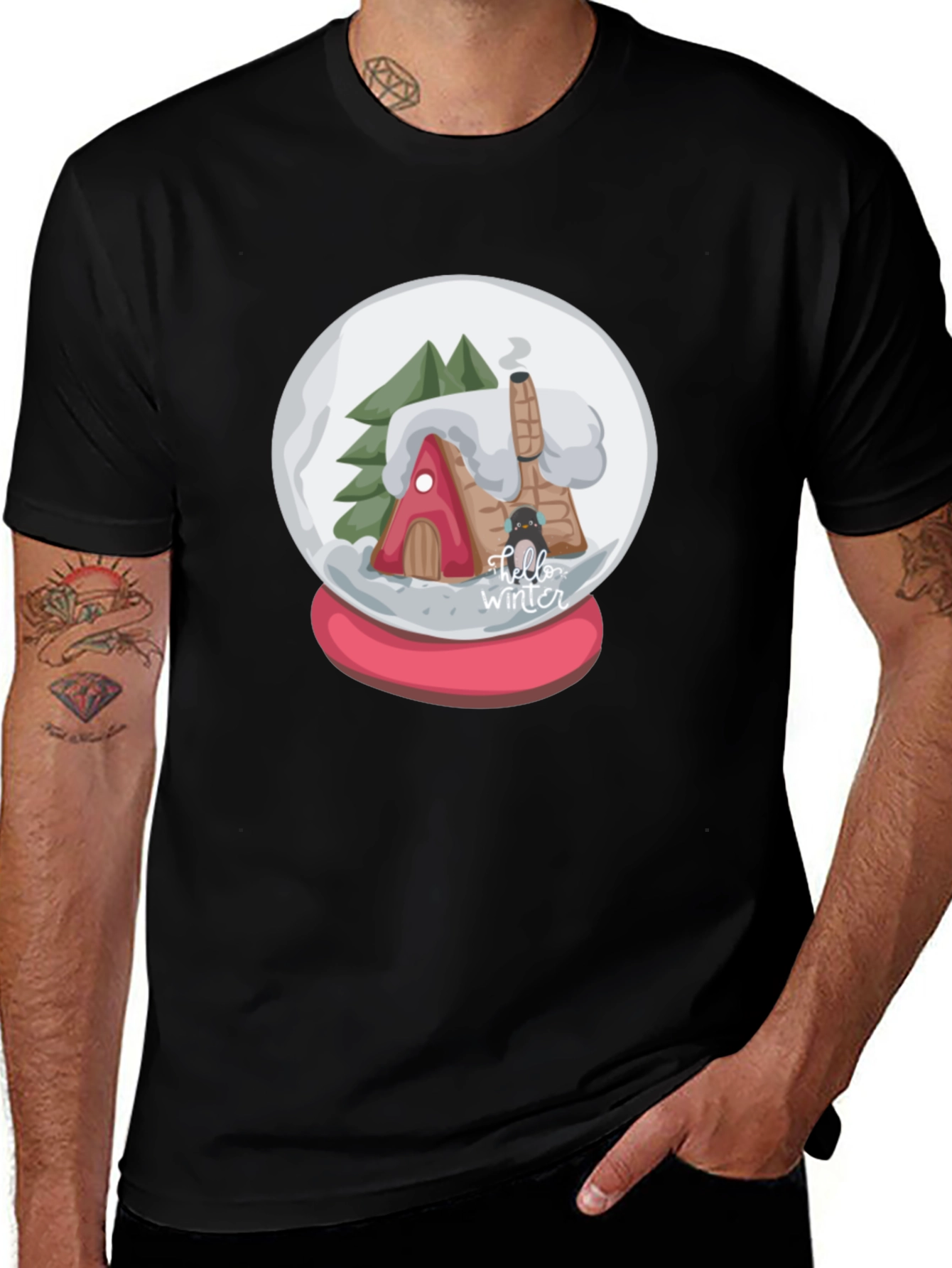 Variant 13 of Winter Snow Globe Graphic Tee - Cozy Christmas Shirt