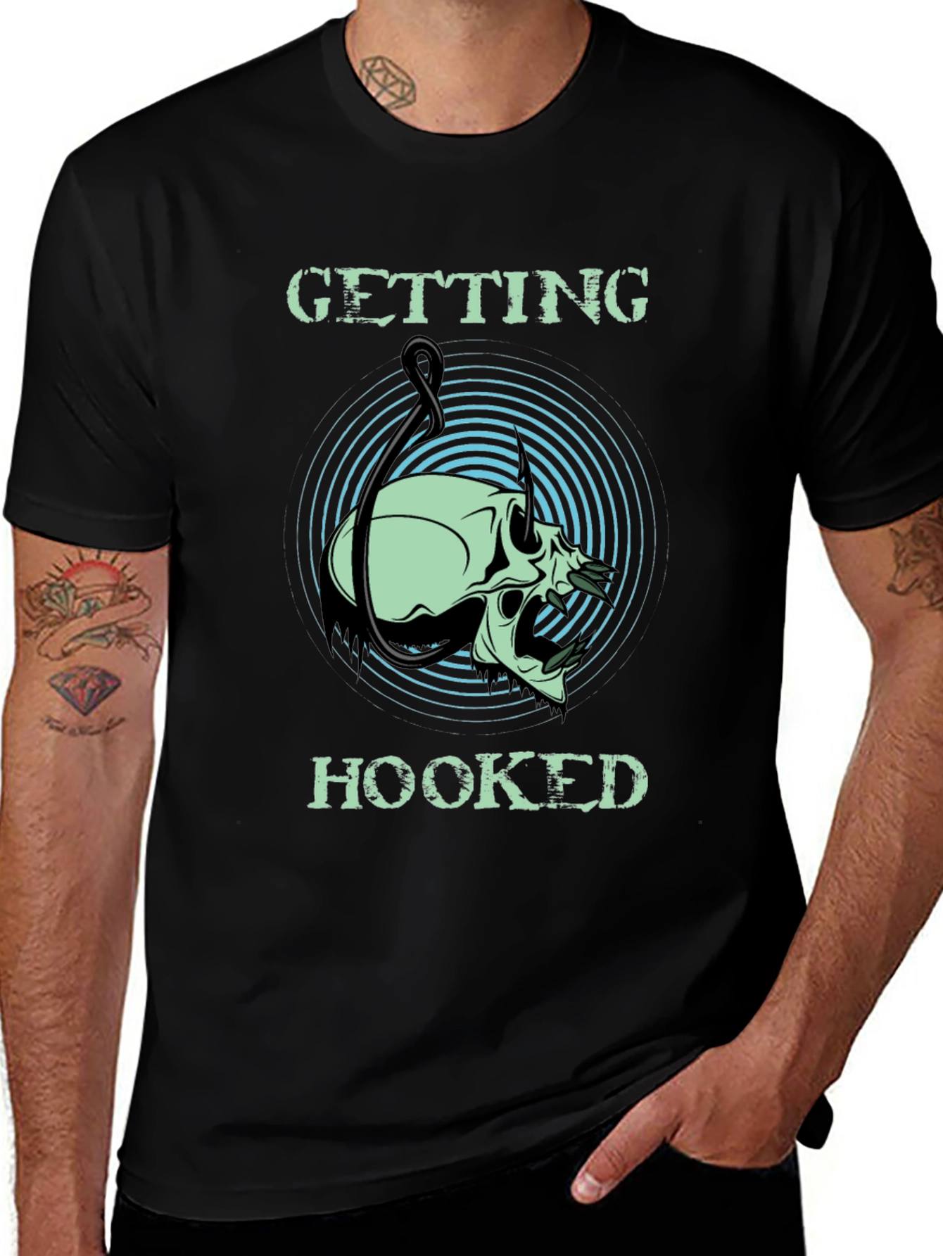 Variant 17 of Getting Hooked Skull T-Shirt