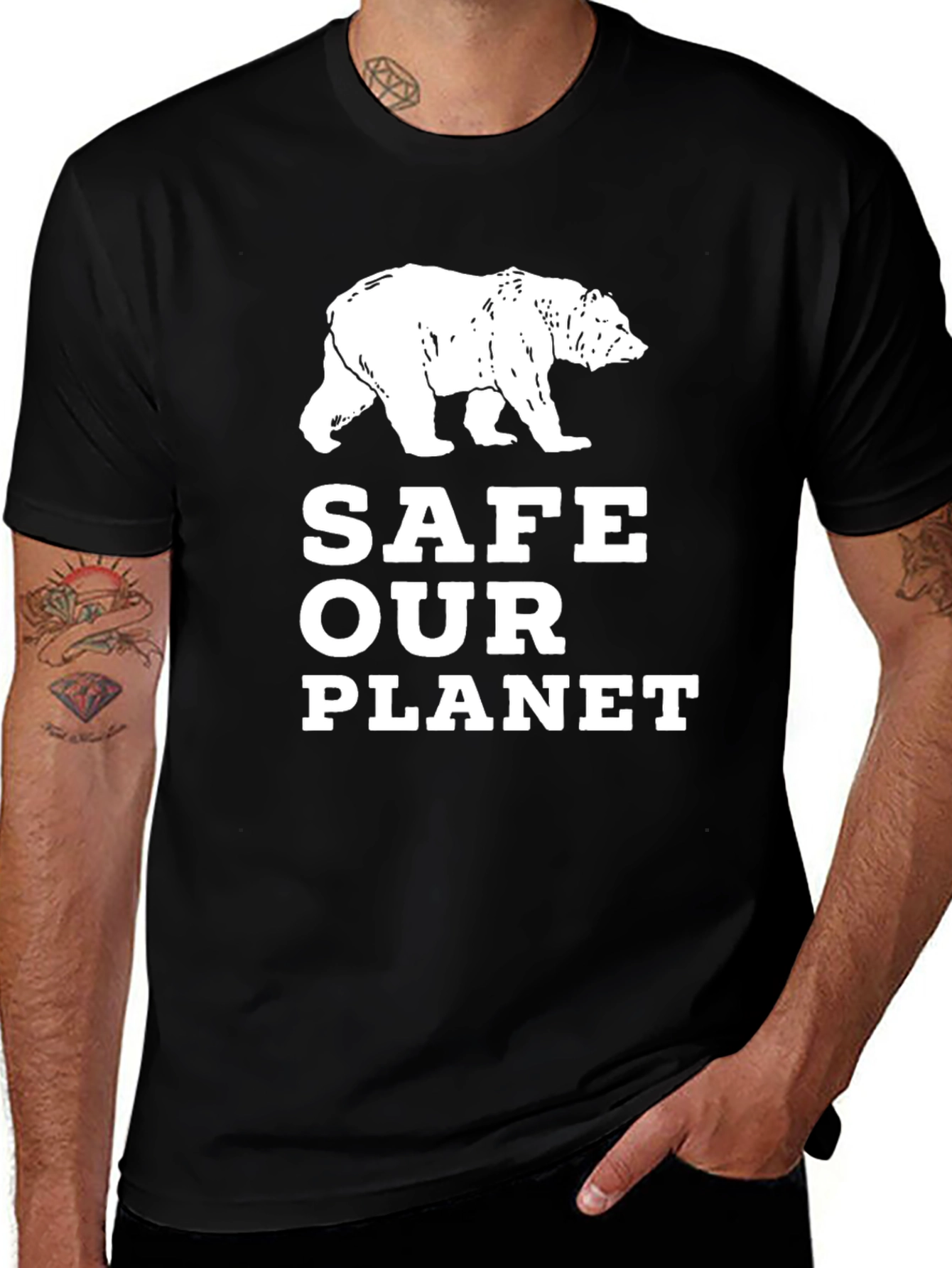 Variant 13 of Save Our Planet Bear Graphic Tee - Eco-Friendly Fashion