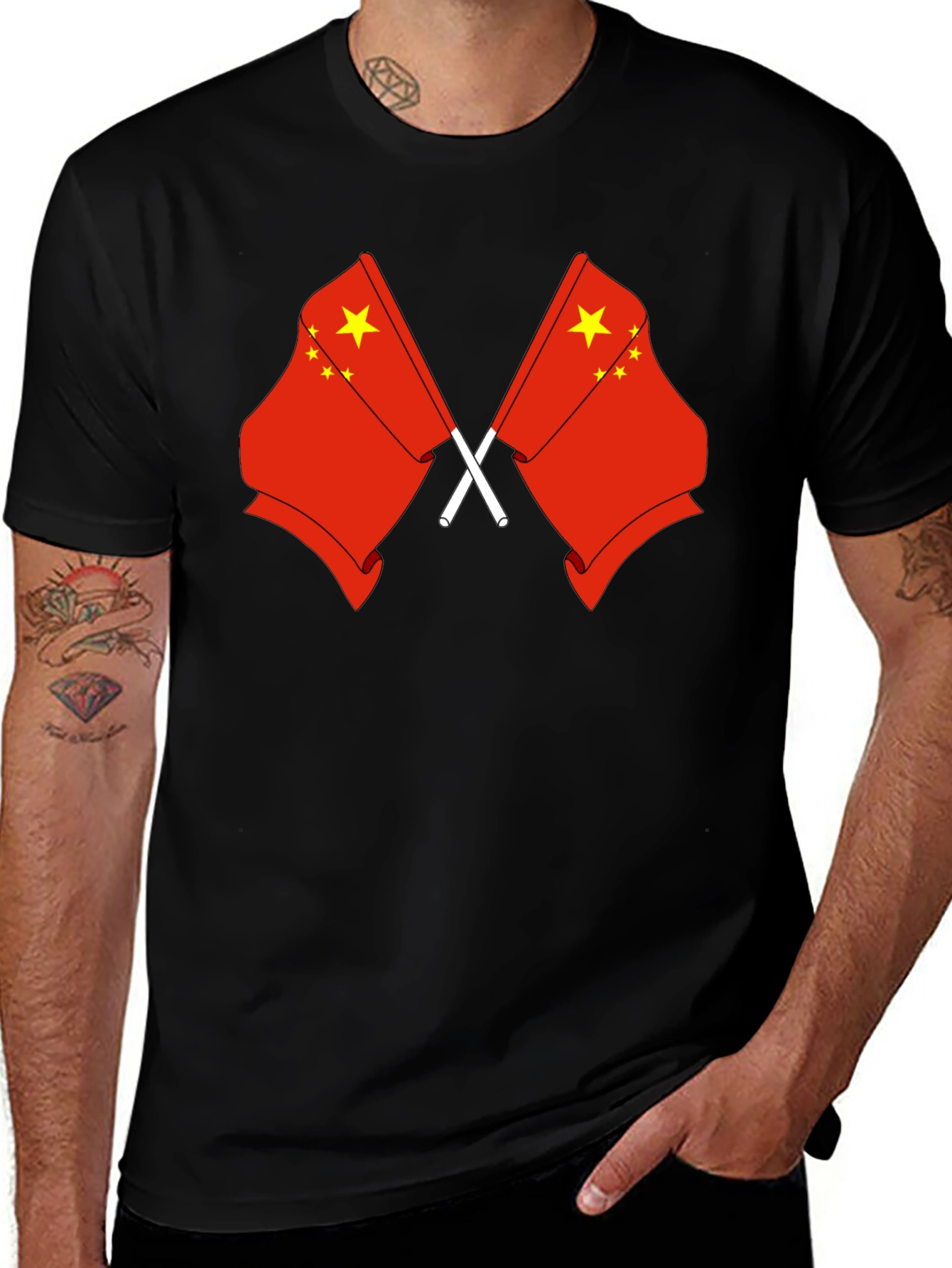 China Flag Graphic T-Shirt - Unisex Black Tee