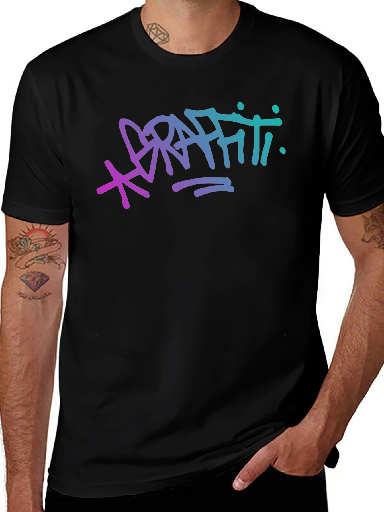 Variant 27 of Graffiti Gradient T-Shirt - Black Cotton Tee