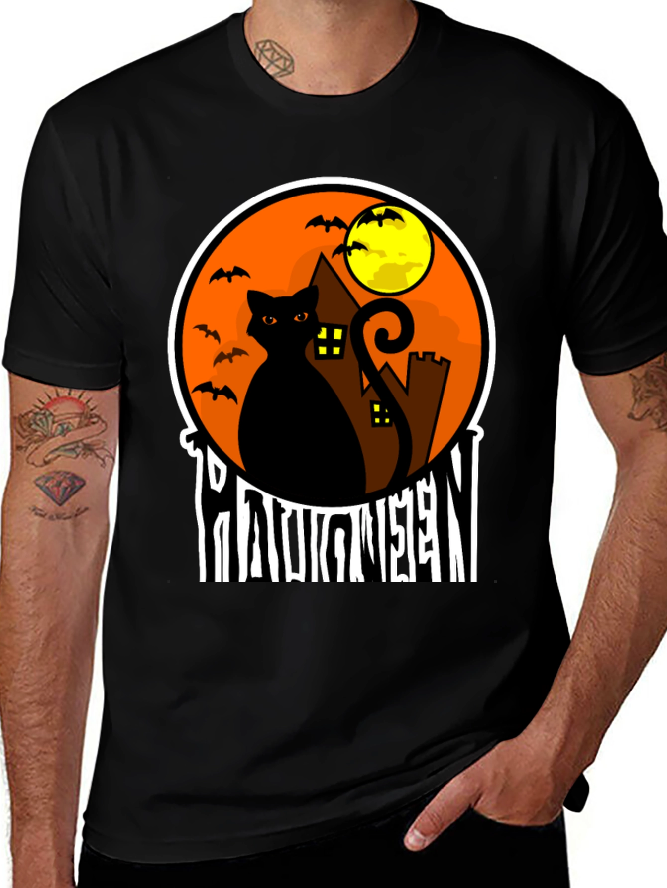 Variant 6 of Halloween Black Cat T-Shirt