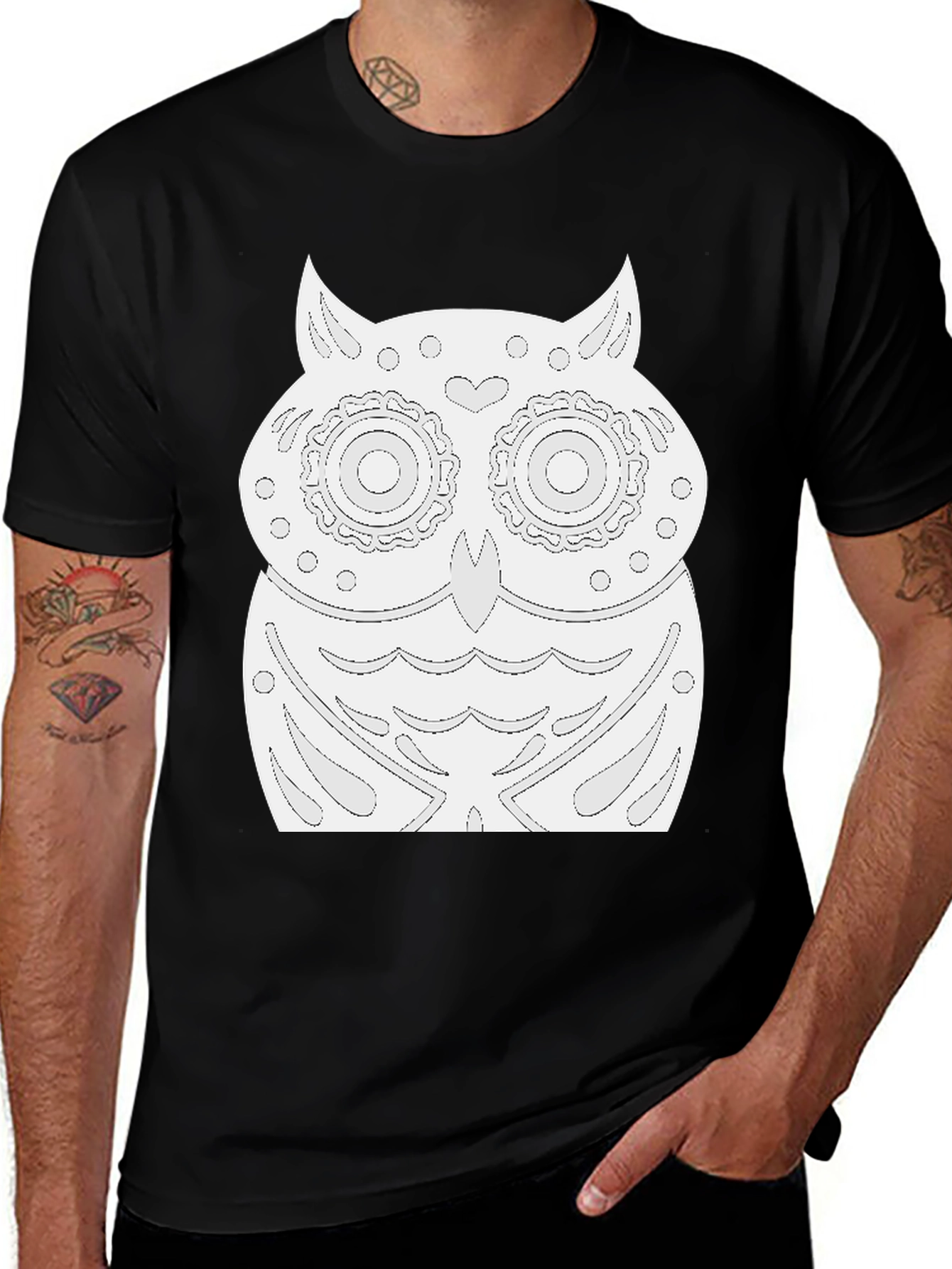 Variant 3 of Owl Graphic Black T-Shirt