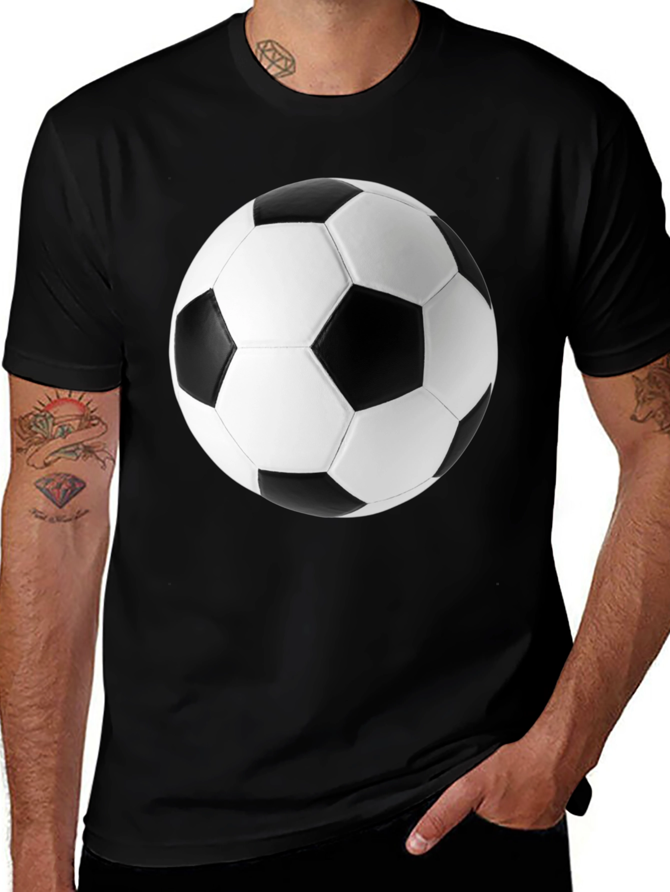 Variant 18 of Soccer Ball Graphic Black T-Shirt