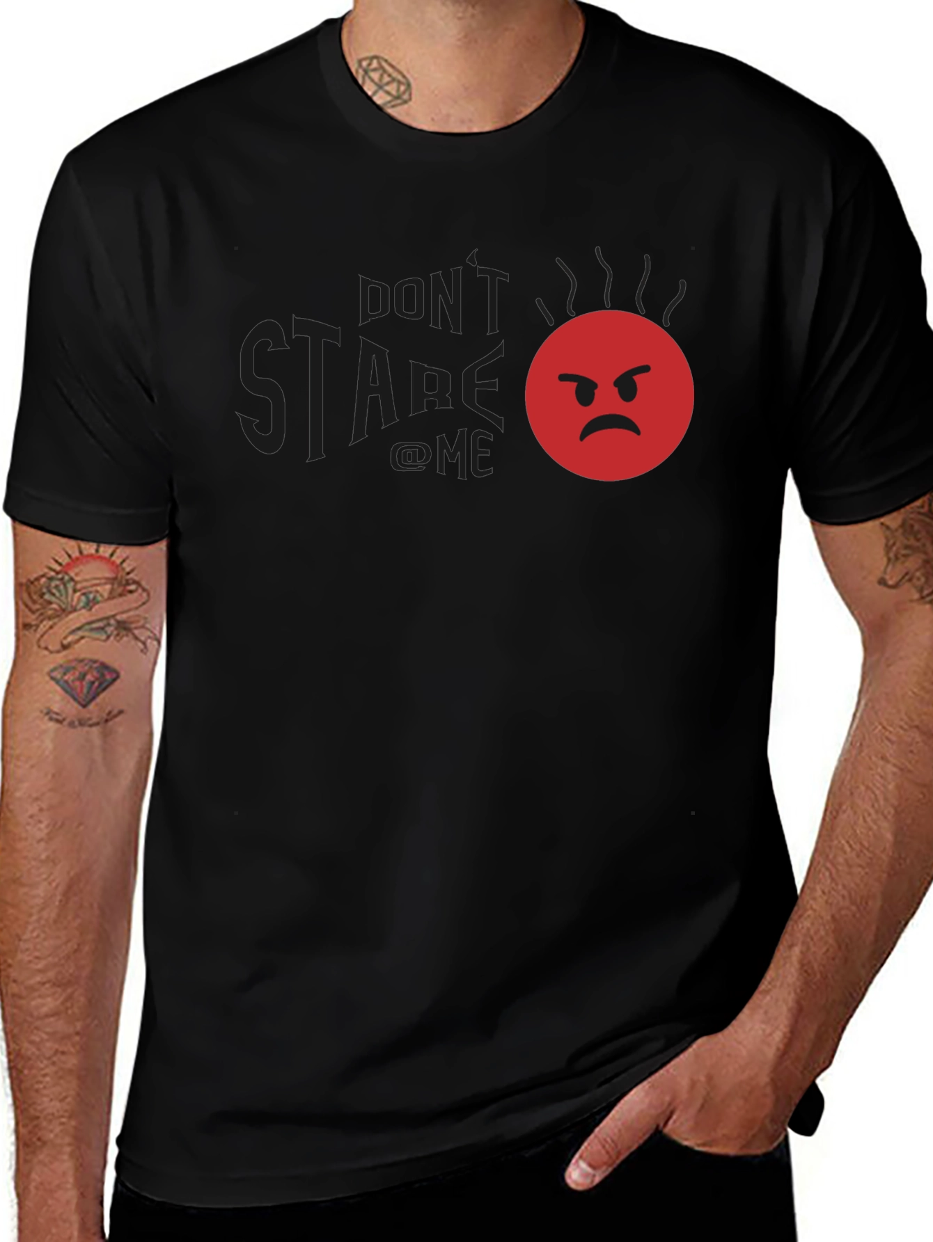 Variant 6 of Funny Angry Emoji Graphic T-Shirt - Don't Stare