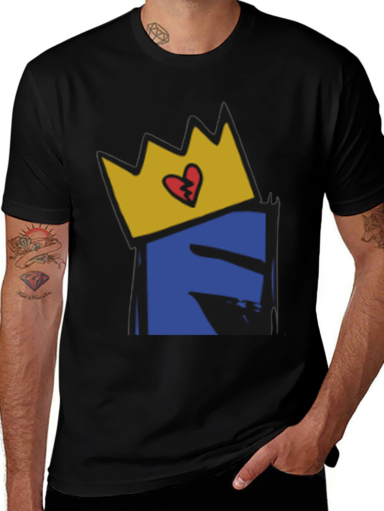 Variant 6 of Crown Heart Graphic Black T-Shirt