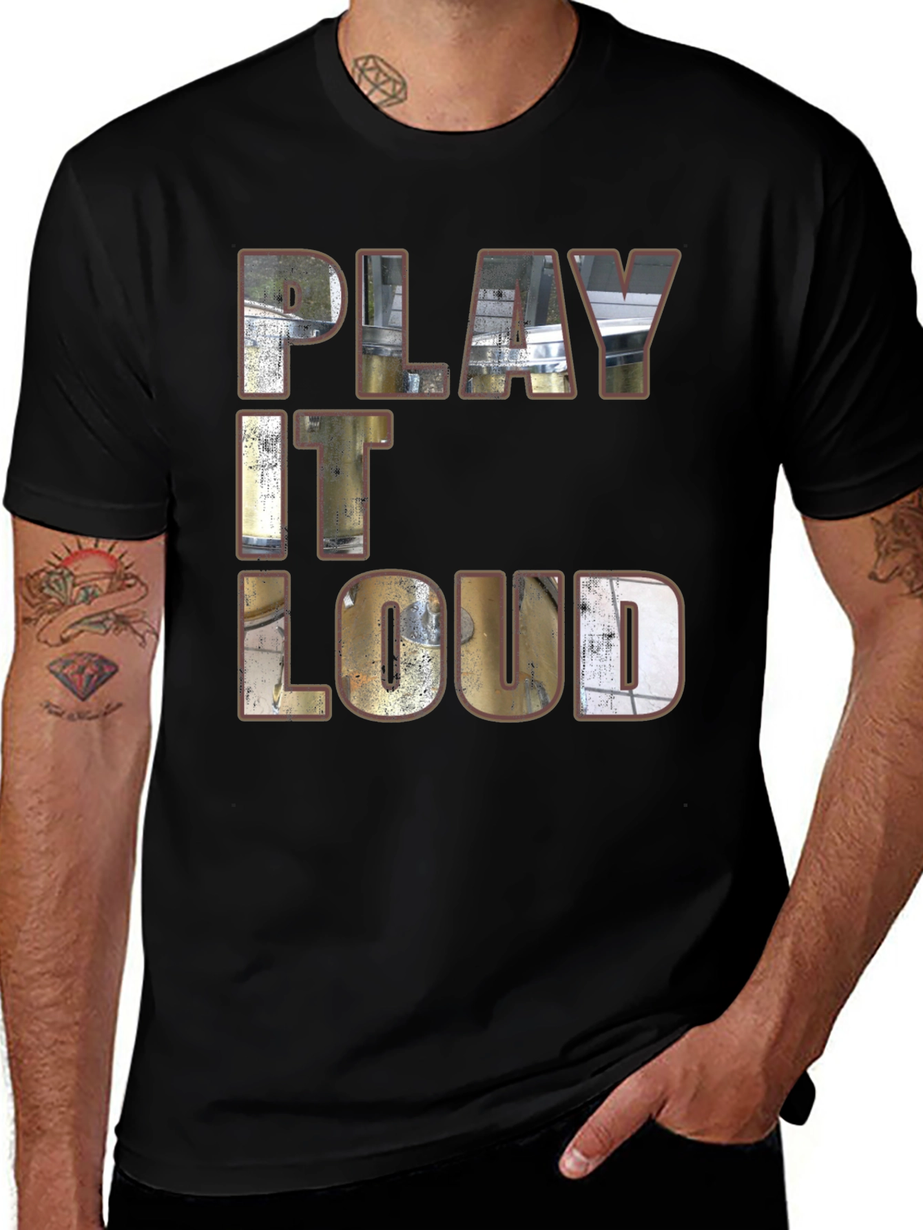 Variant 8 of Play It Loud Black Graphic T-Shirt
