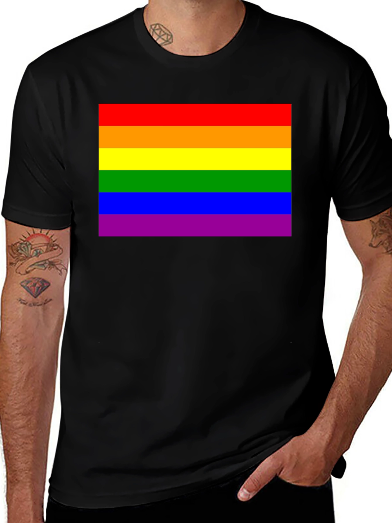 Variant 3 of Rainbow Pride Flag Black T-Shirt