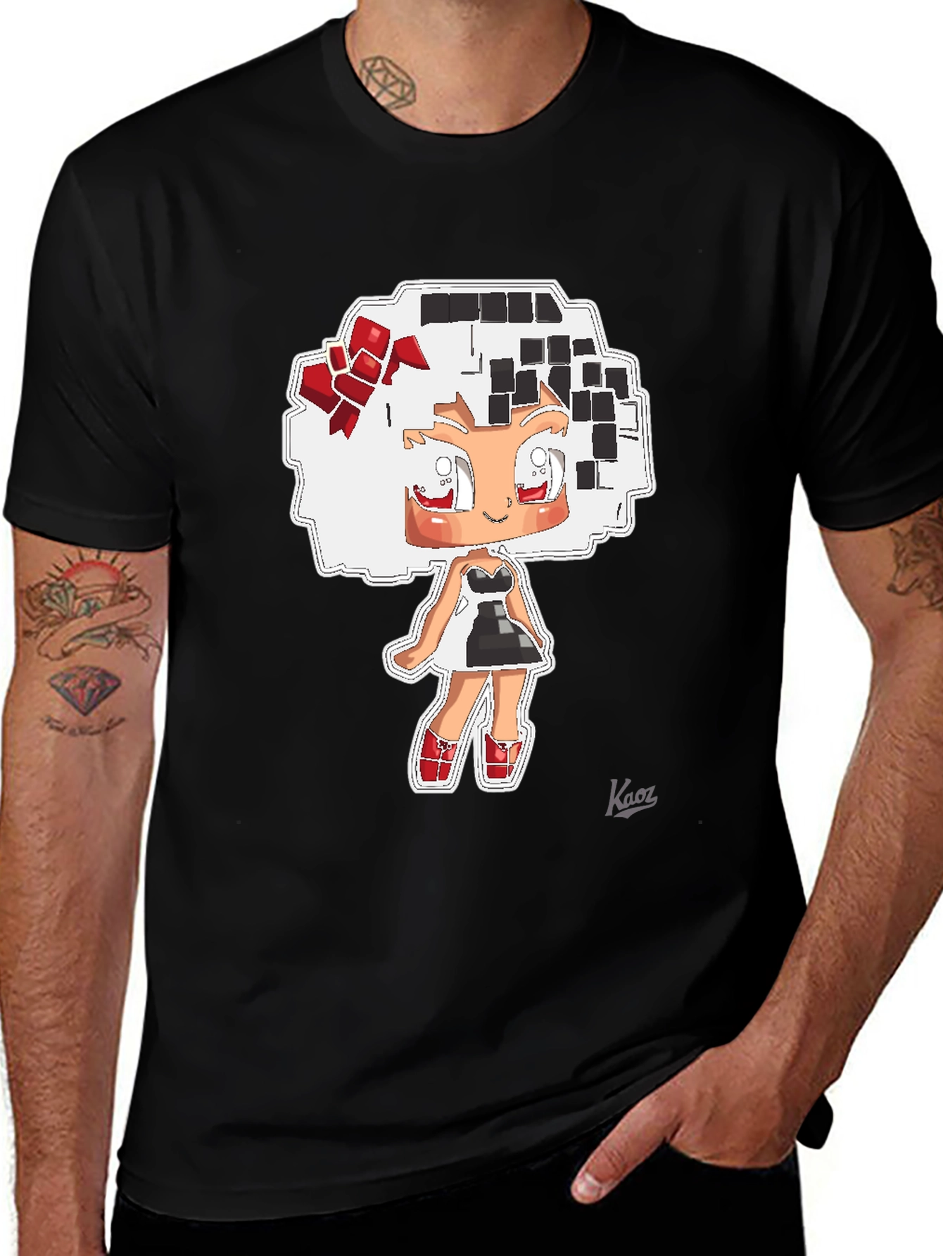 Variant 13 of Cartoon Girl Black T-Shirt - Unique Graphic Tee