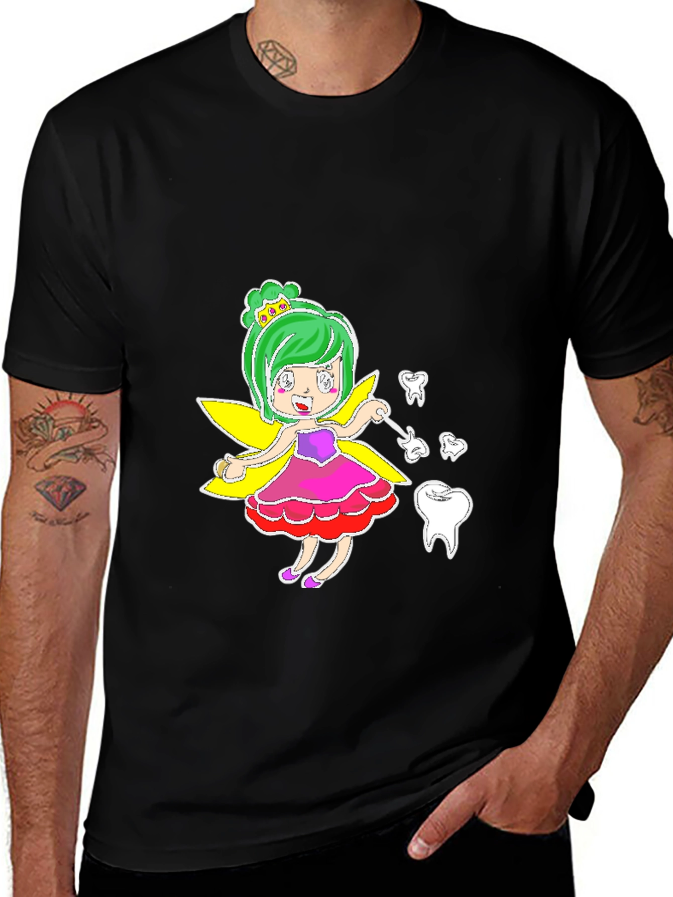 Variant 17 of Tooth Fairy Graphic Tee - Black Cotton T-Shirt