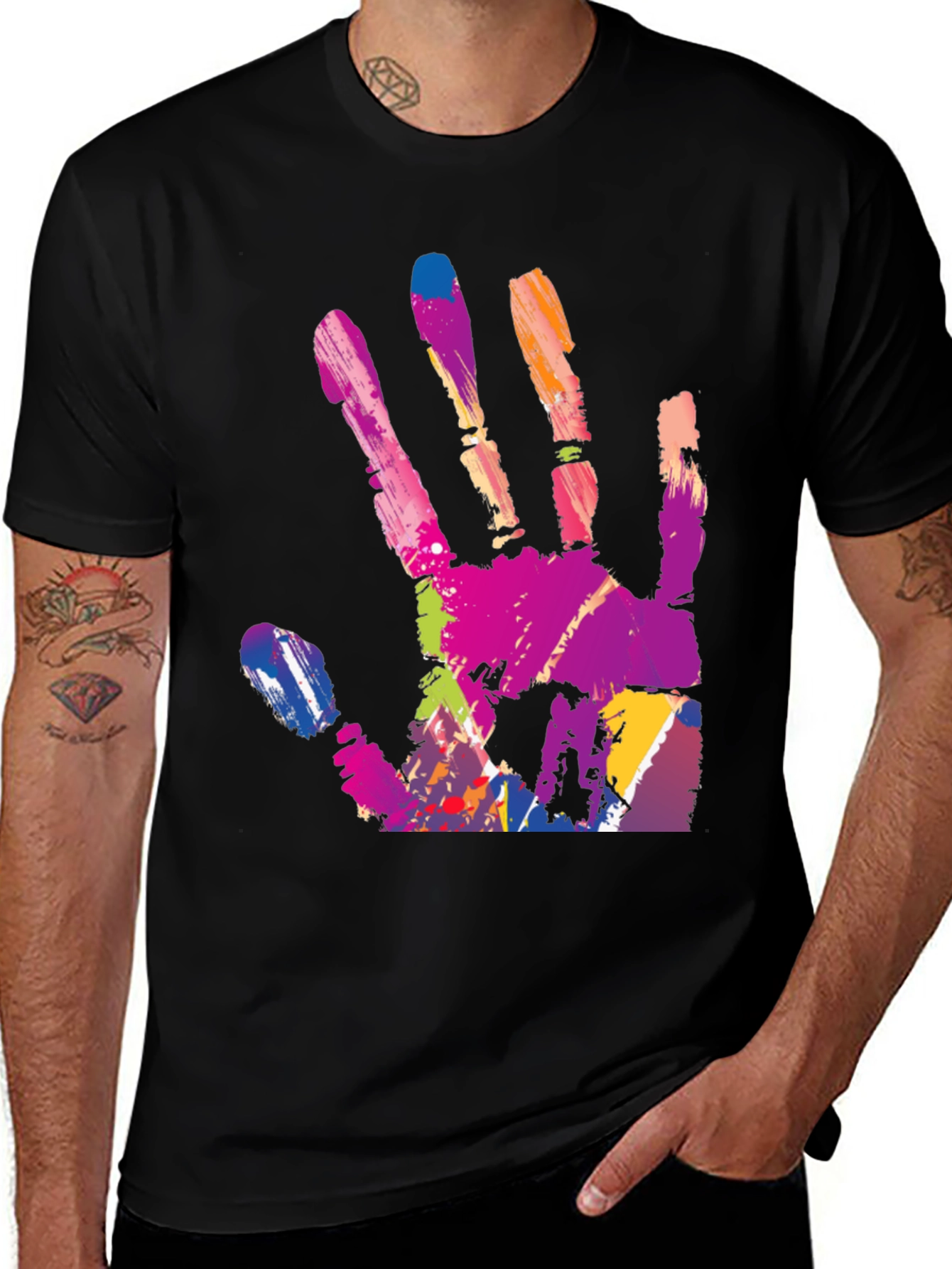 Variant 25 of Colorful Handprint Graphic T-Shirt