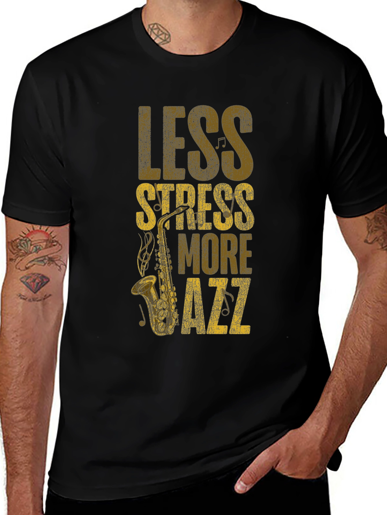 Variant 6 of Less Stress More Jazz T-Shirt - Cool Music Tee
