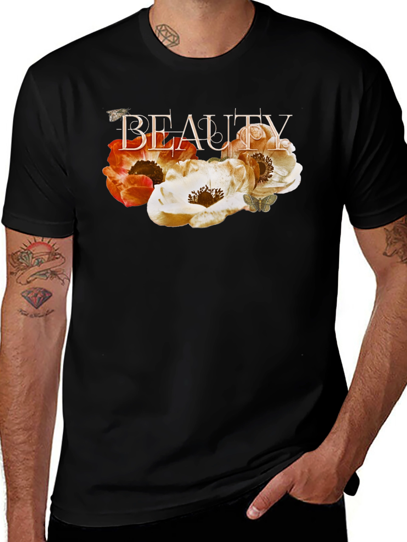 Floral Beauty Black T-Shirt